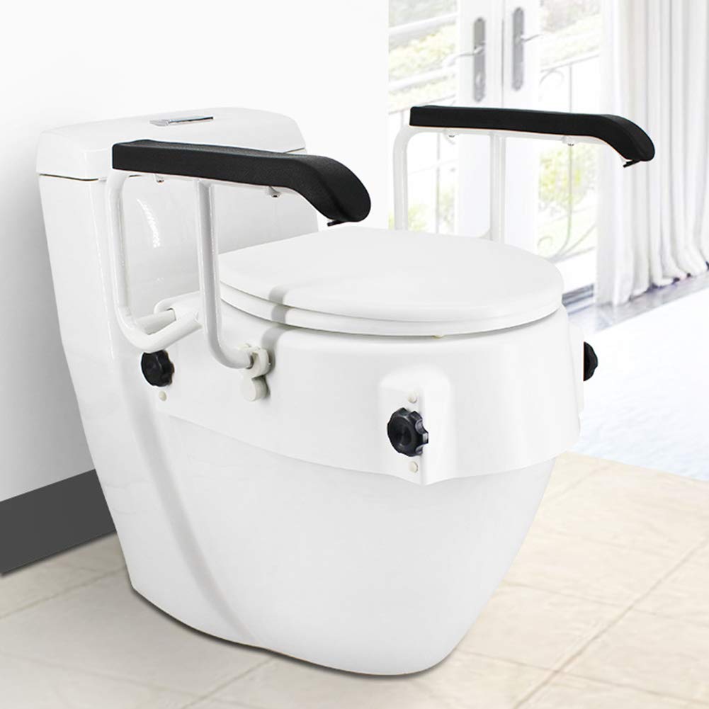 Elevated Toilet Seat with Non-Slip Arms - Comfortable Raised Toilet Seat for Seniors, Pregnant Women & People with Disabilities - Ideal for Bathroom Safety & Mobility Assistance