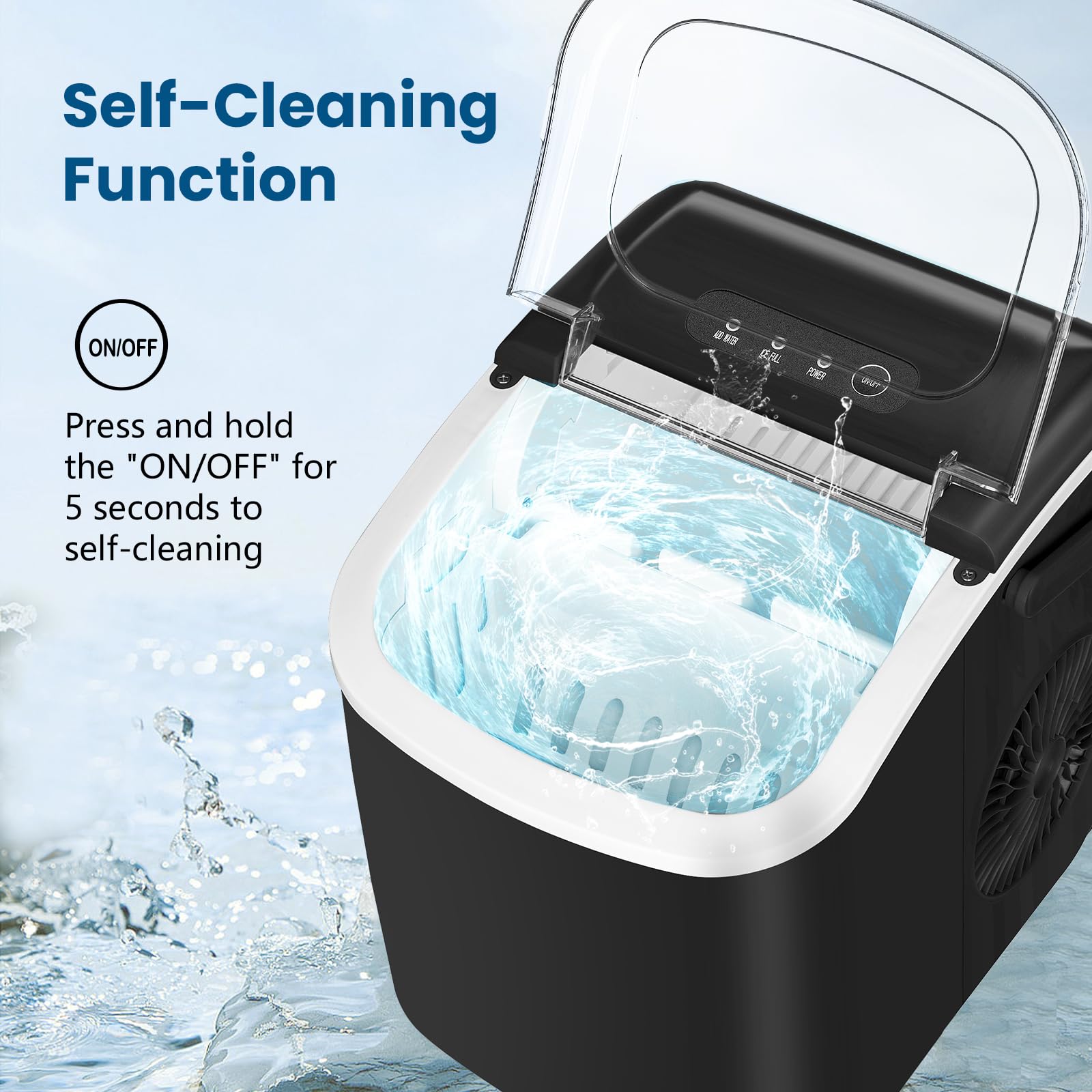 Portable Countertop Ice Maker Machine - 26Lbs/24H Self-Cleaning with Ice Basket & Scoop - Compact Ice Maker for Home, Kitchen, Office, Bar & Parties (Black) | Perfect for Cocktails, Iced Coffee & Entertaining Guests