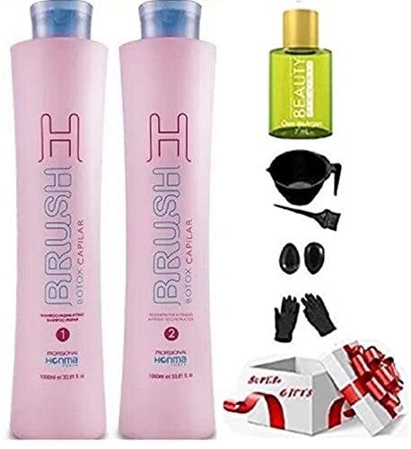 Brazilian Keratin Hair Treatment Brush - H-Brush Btox Honma Tokyo 2L | Professional Straightening & Smoothing System | 100% Straight Hair with Volume Control | Includes $30 Free Gifts | Perfect for Salon-Quality Hair at Home or Professional Styling