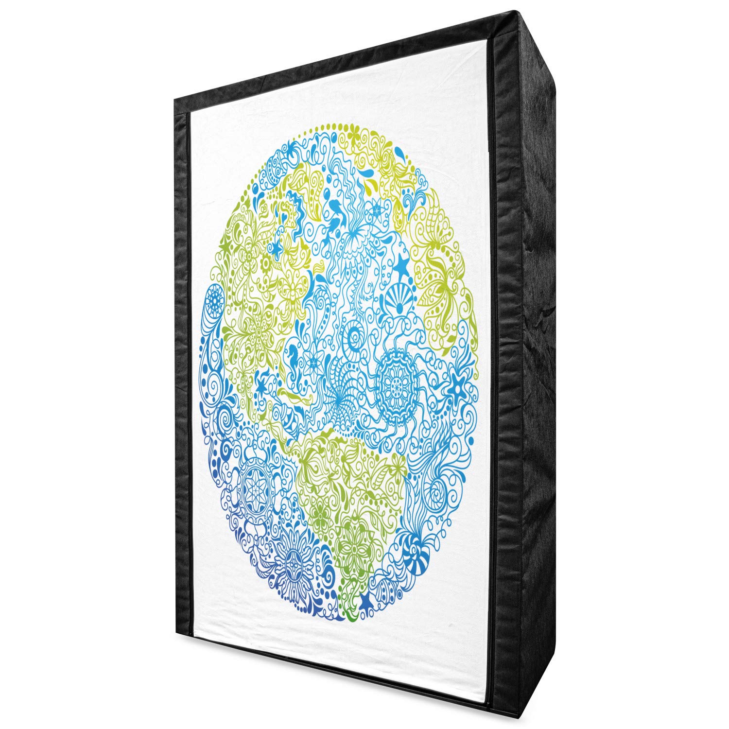 Ambesonne Floral World Map Portable Fabric Wardrobe | Climate Change Theme with Botanical Leaves Design | 42.5