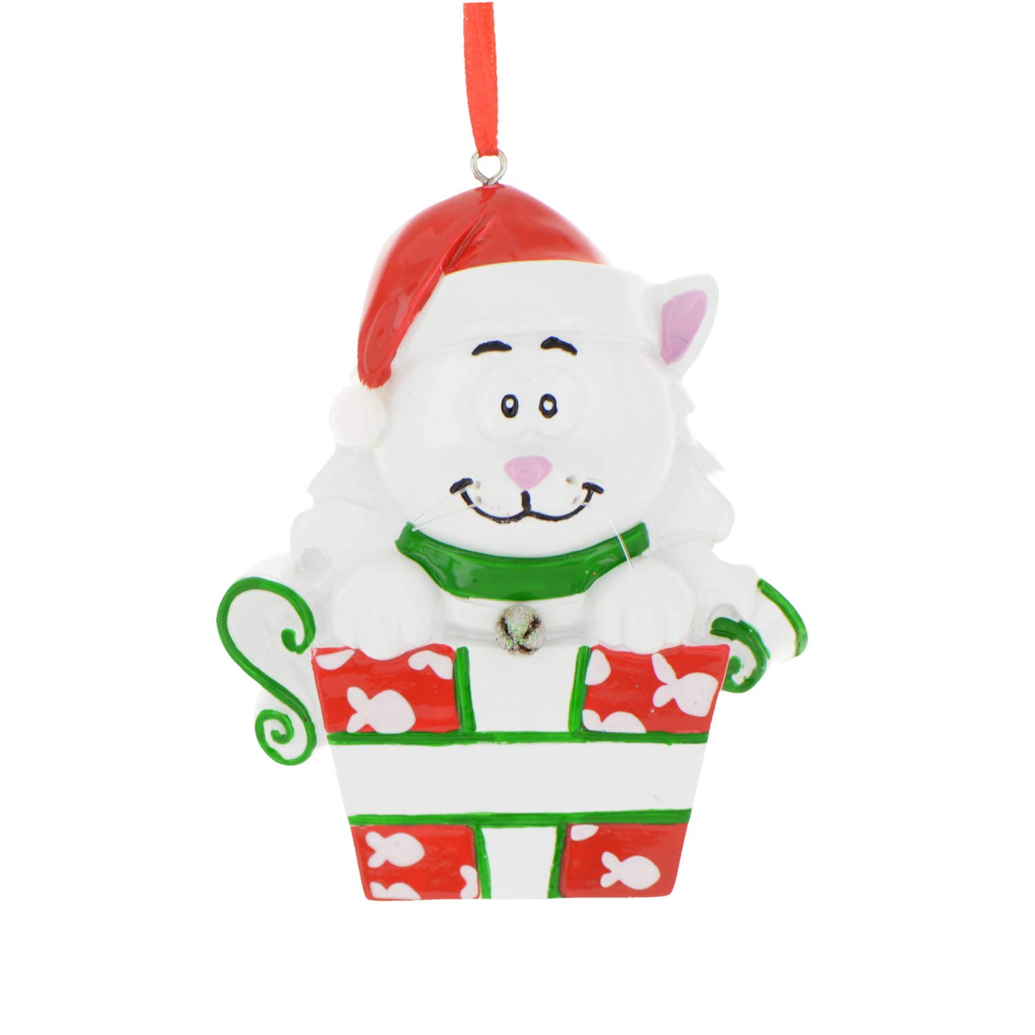 Personalized Cat Christmas Ornament 2024 - Custom White Cat Tree Decorations | Unique Gift for Cat Lovers | Pet-Themed Holiday Ornament Set by Elves | Perfect for Christmas Tree Decor & Cat Enthusiast Presents