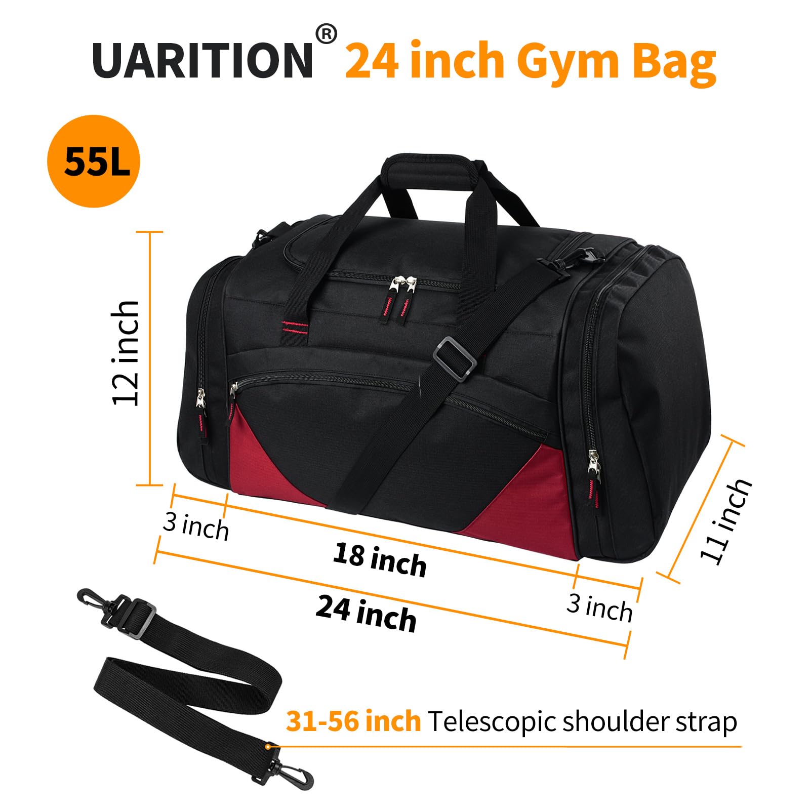 **55L Large Lightweight Gym Bag for Men - Durable Sports Duffle Bag for Workout, Travel & Gym Essentials - Perfect for Fitness, Sports & Travel**