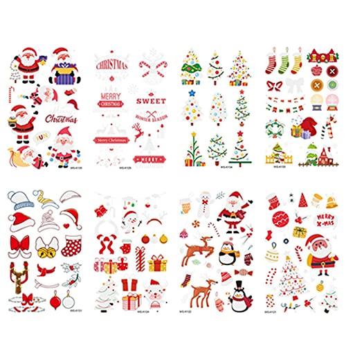 Glow in The Dark Christmas Tattoo Stickers - 8 Sheets Water Transfer Temporary Tattoos for Kids, Children & Adults - Fun Holiday Party Favors, Stocking Stuffers & Gift Ideas for Christmas Celebrations