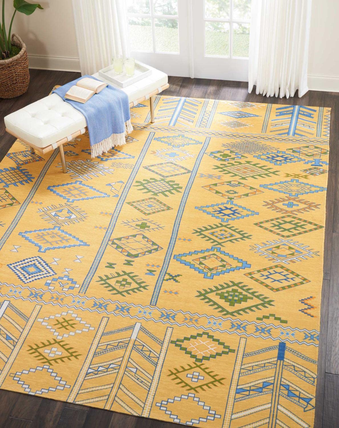 Nourison Madera Tribal Saffron 8x10 Area Rug - Easy Cleaning, Non-Shedding, Stain Resistant - Perfect for Living Room, Bedroom, Dining Room & Kitchen Decor | Boho Chic Home Accent