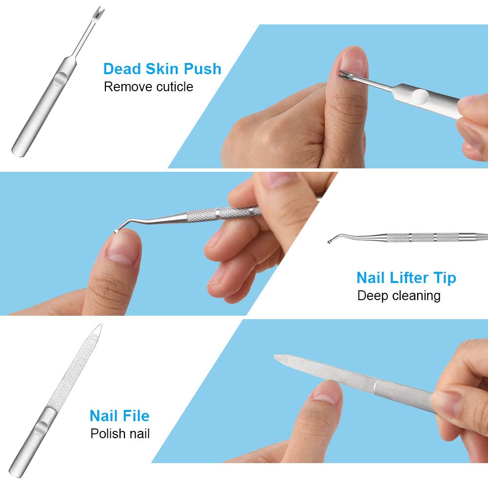 Premium URAQT Toenail Clippers Set - 4 Piece Professional Nail Care Kit with Nail Lifter, Nail File & Precision Cuticle Scissors - Heavy Duty Ingrown Toenail Clippers for Thick Nails - Perfect for Home, Travel & Pedicure Care