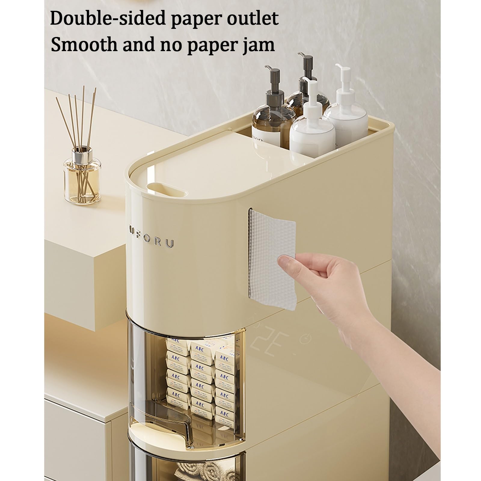 Narrow Bathroom Storage Cabinet on Wheels with Drawers - Plastic Rolling Side Cabinet for Small Spaces, Heavy Duty Floor Organizer | Perfect for Bathroom, Kitchen, Laundry Room & Closet Organization