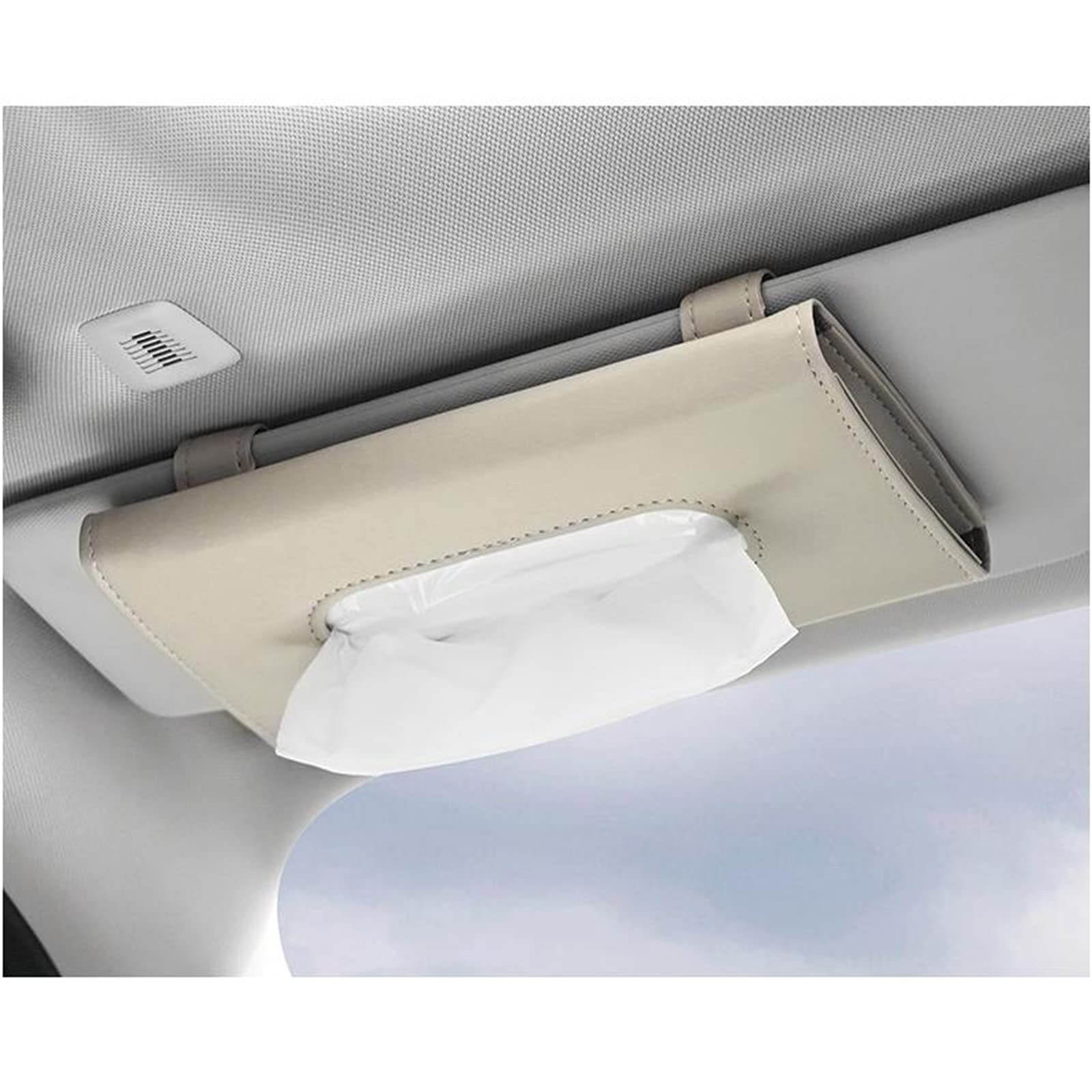 Premium PU Leather Car Tissue Holder - Hanging Sun Visor Tissue Box for Car, SUV & Vehicle | Compact & Durable Auto Accessory | Perfect for Road Trips, Commuting & Family Travel