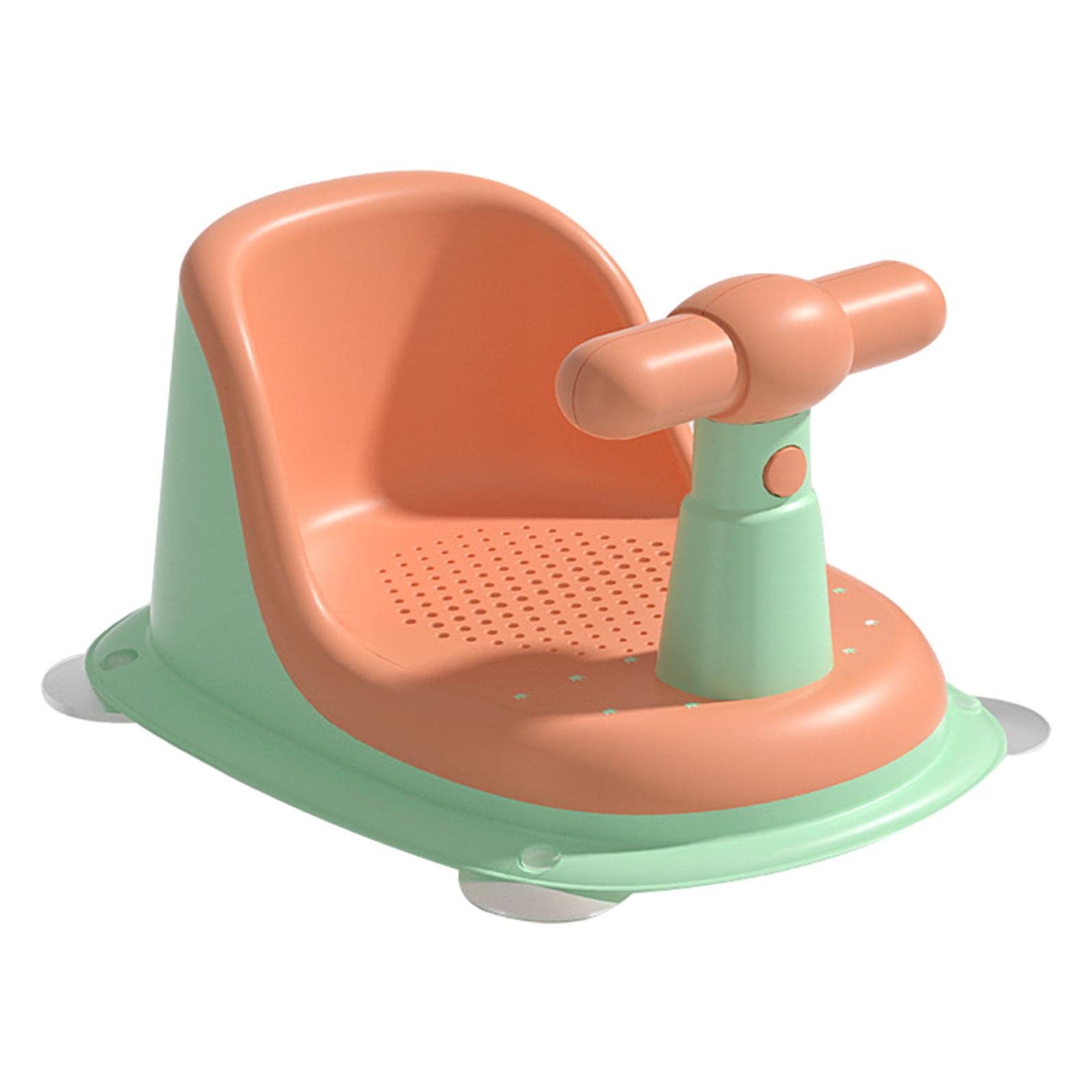 Anti-Slip Baby Bathtub Seat with Soft Cushion - Safe Bath Seat Support for Infants 6+ Months (Green & Orange) - Perfect for Secure Bathing & Toddler Safety