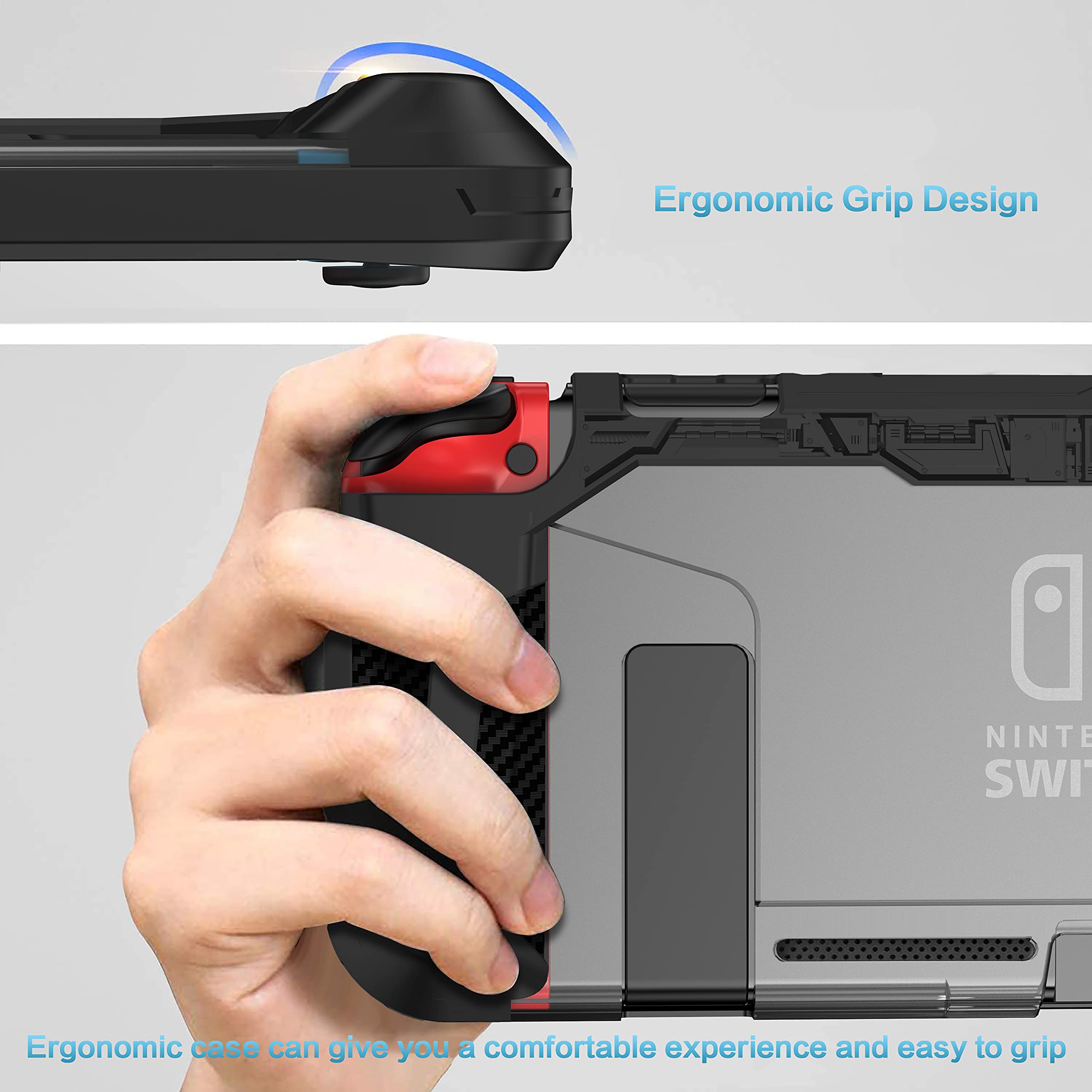 Premium Shock-Absorption Dockable Case for Nintendo Switch 2017 & Joy-Con Controllers - Anti-Scratch TPU Protective Cover with Ergonomic Grip (Black) | Perfect for Gaming On-The-Go, Travel Protection & Home Console Use