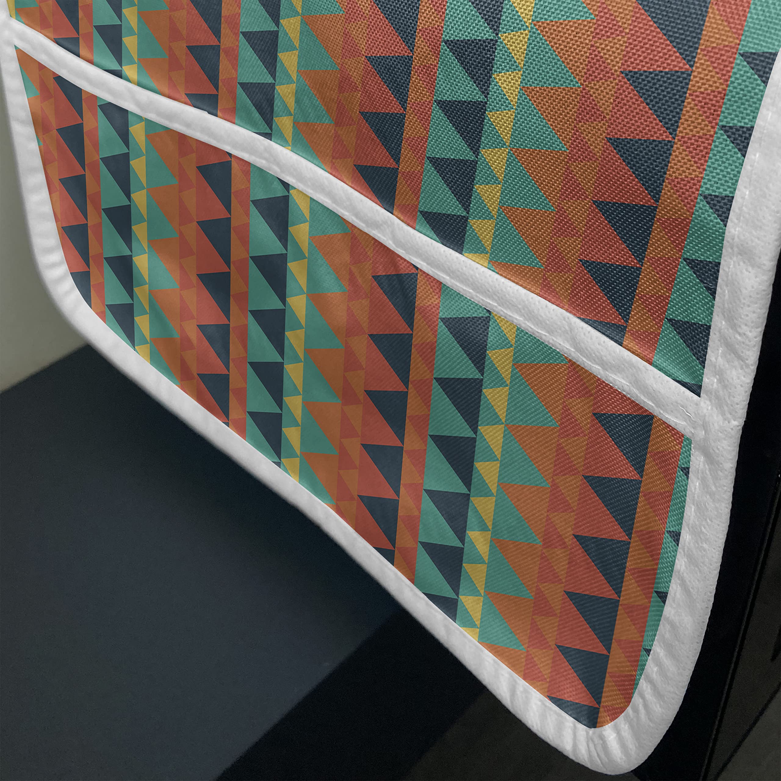Ambesonne Geometric Microwave Oven Cover - Colorful Continuous Triangle Pattern Waterproof Kitchen Organizer with Pockets, 36