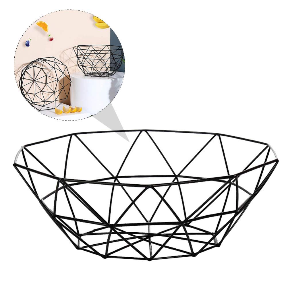 DOITOOL 2-Piece Set Iron Fruit Basket with Hollow Design - Snack Storage Tray for Kitchen Countertop, Dining Table, and Party Serving | Rustic Home Decor Organizer