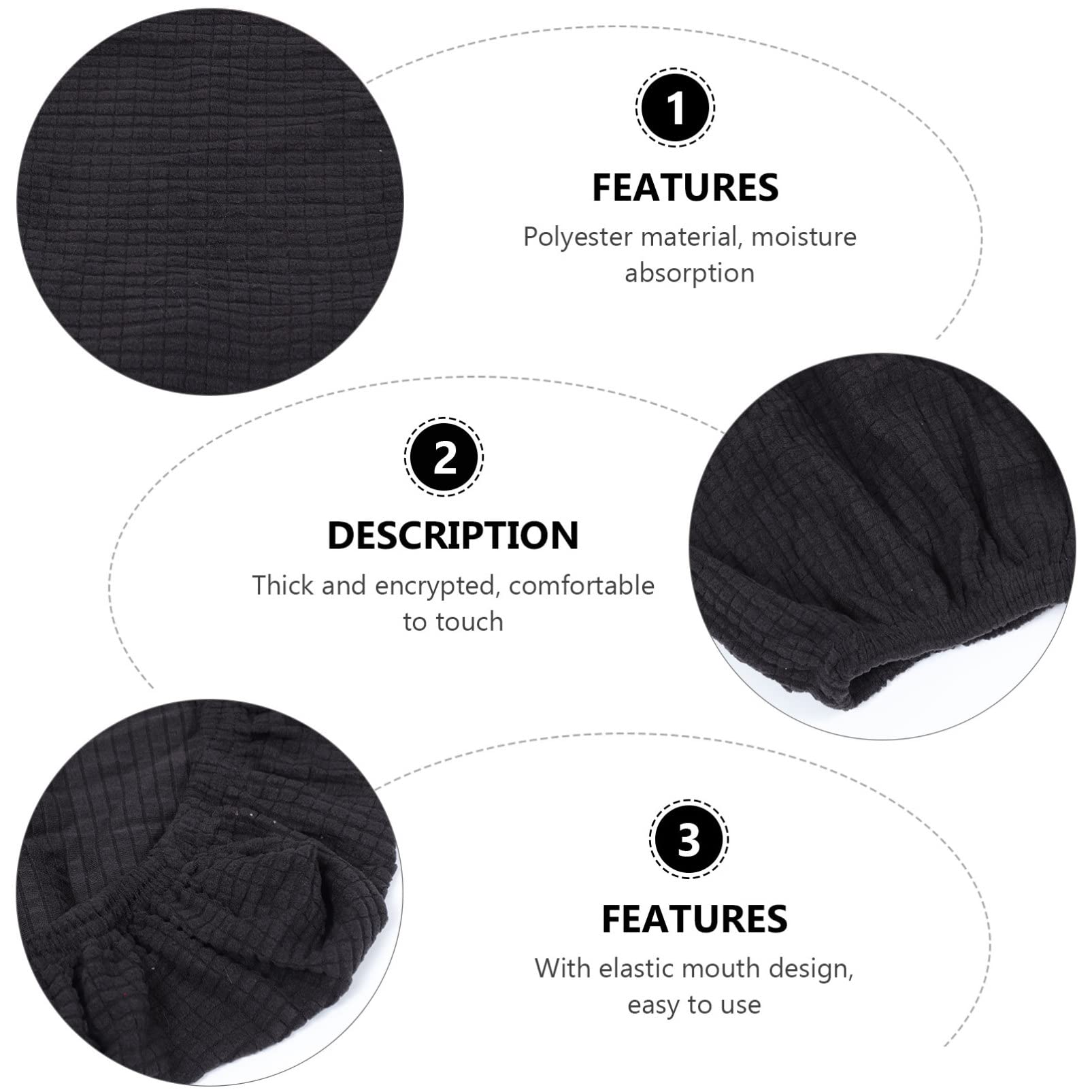 VOSAREA Swivel Accent Chair Cover - Washable & Stretchable Slipcover for Office & Computer Chairs - Removable Protector for Rotating Armchairs - Black Desk Chair Cushion - Perfect for Home Office, Gaming & Study Rooms
