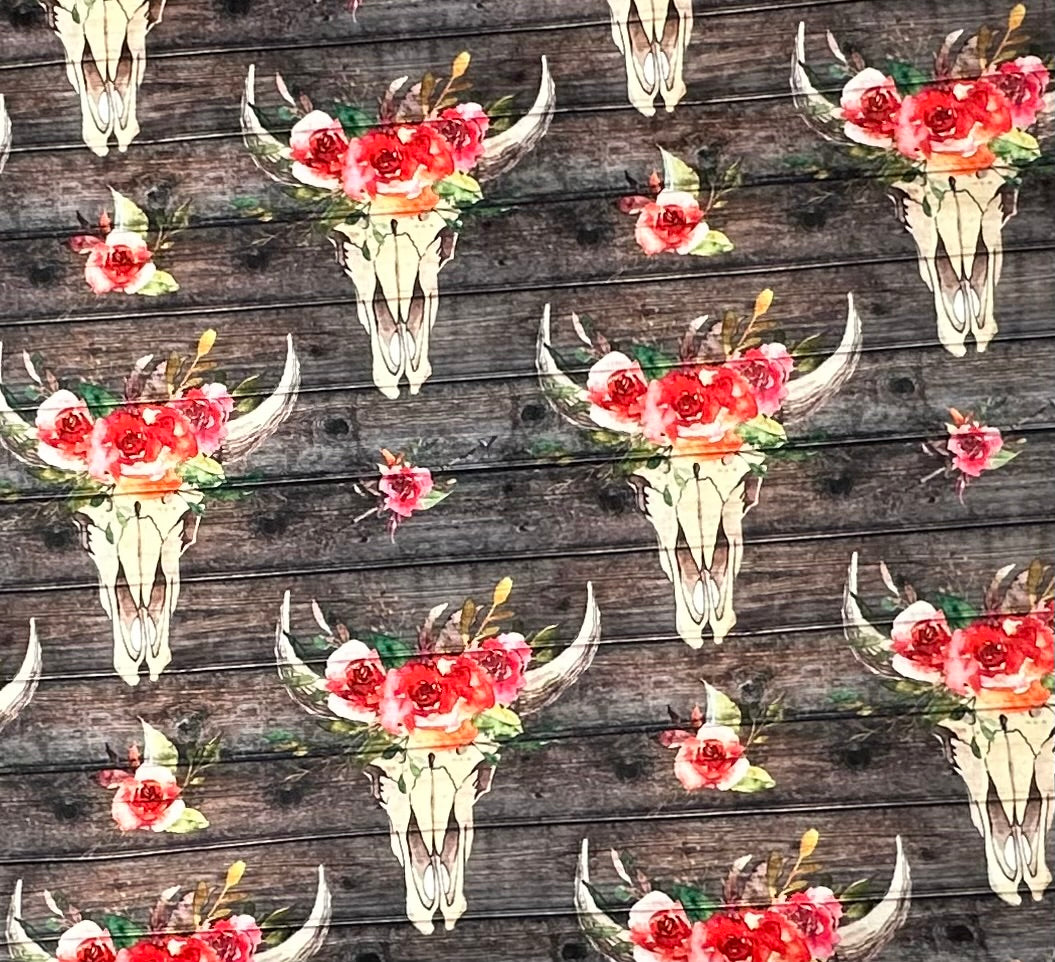 Boho Floral Skull & Dark Wood Print Tuscany Large Blanket 55x77 - Soft Cozy Throw for Couch, Bed, Picnic & Outdoor Use - Perfect for Home Decor, Gift & Seasonal Decorations
