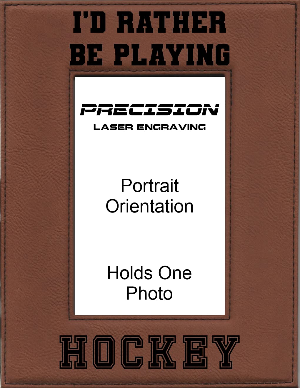 Personalized Hockey Picture Frame - Engraved 'Rather Be Playing Hockey' Leatherette Photo Display - Perfect for Hockey Lovers, Players & Coaches - Great for Locker Room, Office Desk or Sports Memorabilia Collection