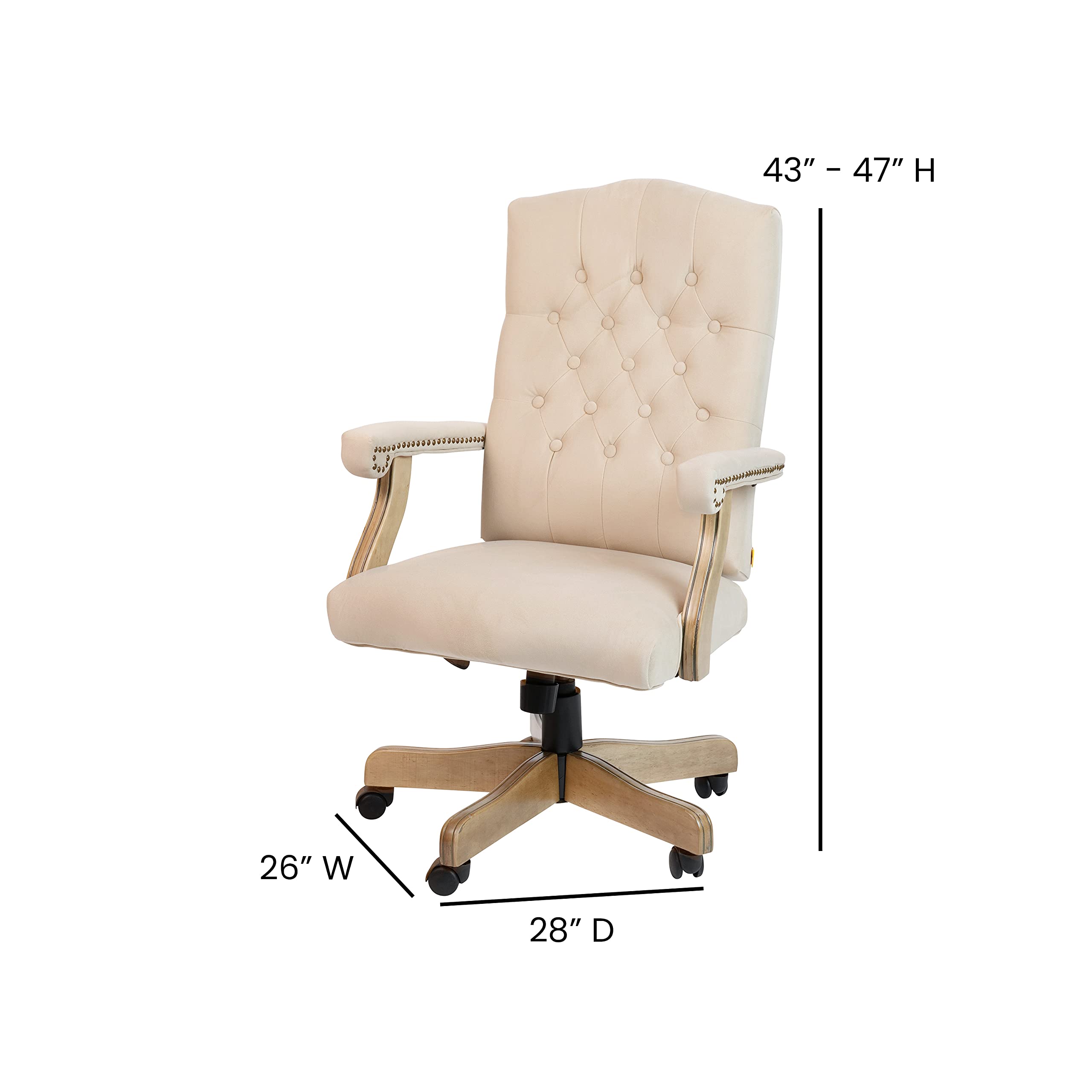 Ergonomic Swivel Office Chair with Wood Base for Home & Office