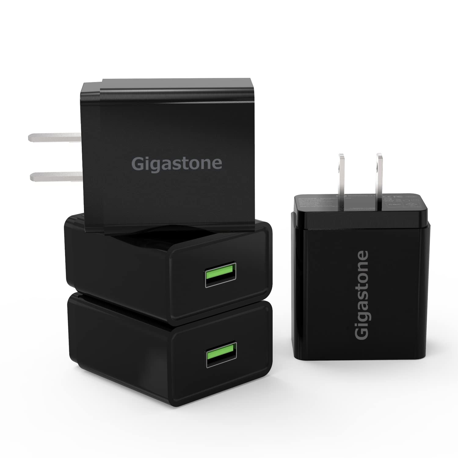 Gigastone 4-Pack USB Wall Charger with QC3.0 Qualcomm Certified 18W Fast Charging - Compact Power Adapter for iPhone 14/13/12/11 Pro Max, Galaxy S22/S21/S20 - Perfect for Home, Office & Travel Charging Needs