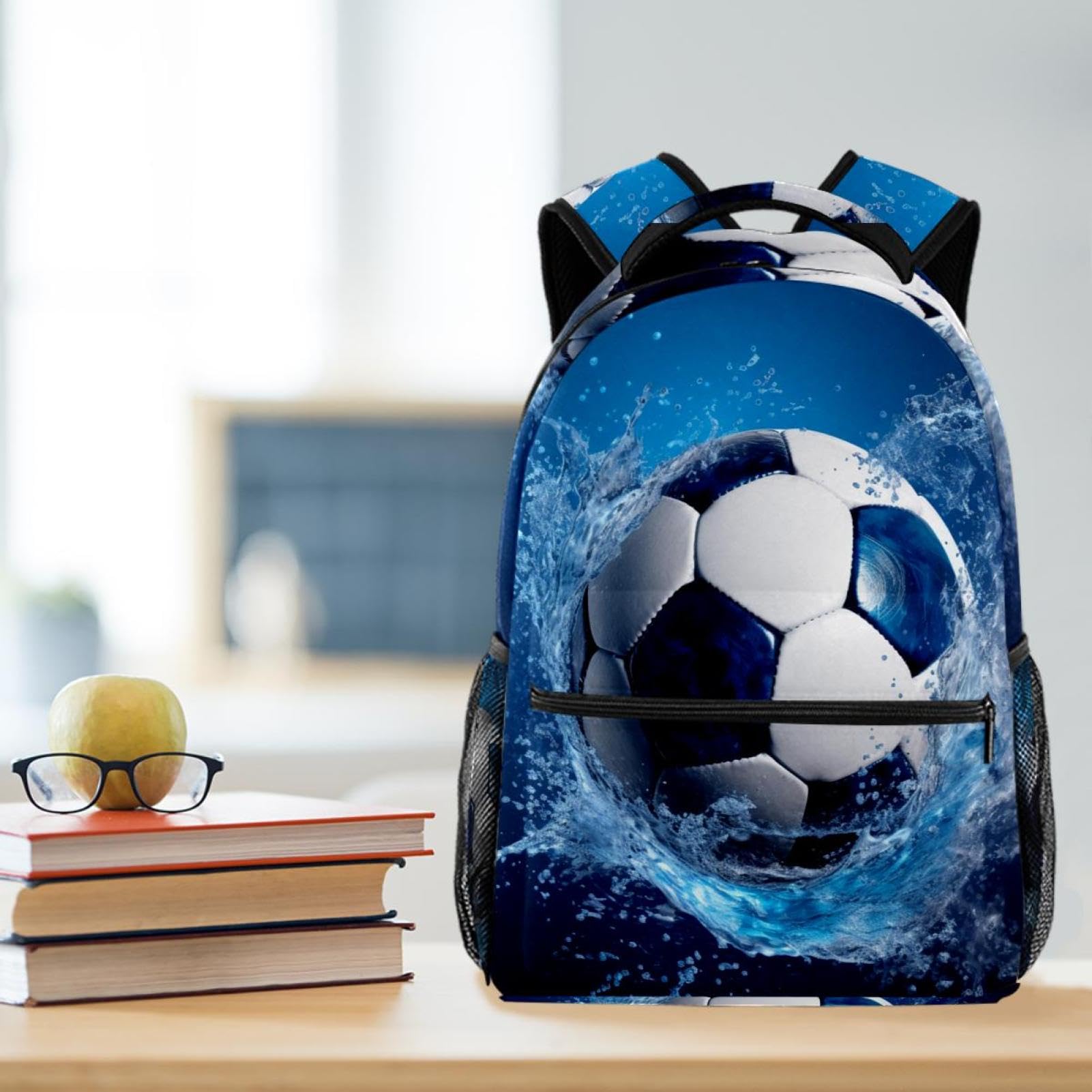 Waterproof Travel Backpack for Women & Men - Lightweight Durable Hiking Backpack with USB Charging Port, Blue Ocean Design - Perfect for Camping, Commuting & Airplane Carry-On