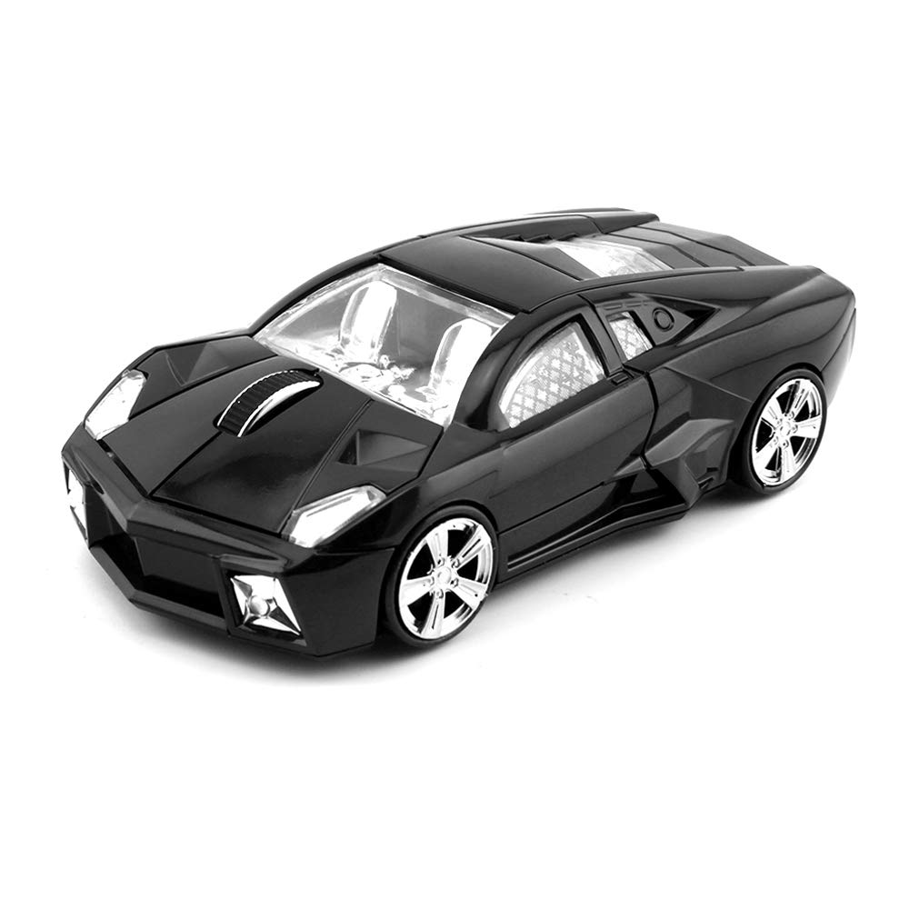 Wireless Mouse for PC & Laptop - Ergonomic Sport Car Design, 2.4G USB Optical Cordless Mouse with Nano Receiver, Plug & Play - Perfect for Gaming, Office Work & Home Use (Black)