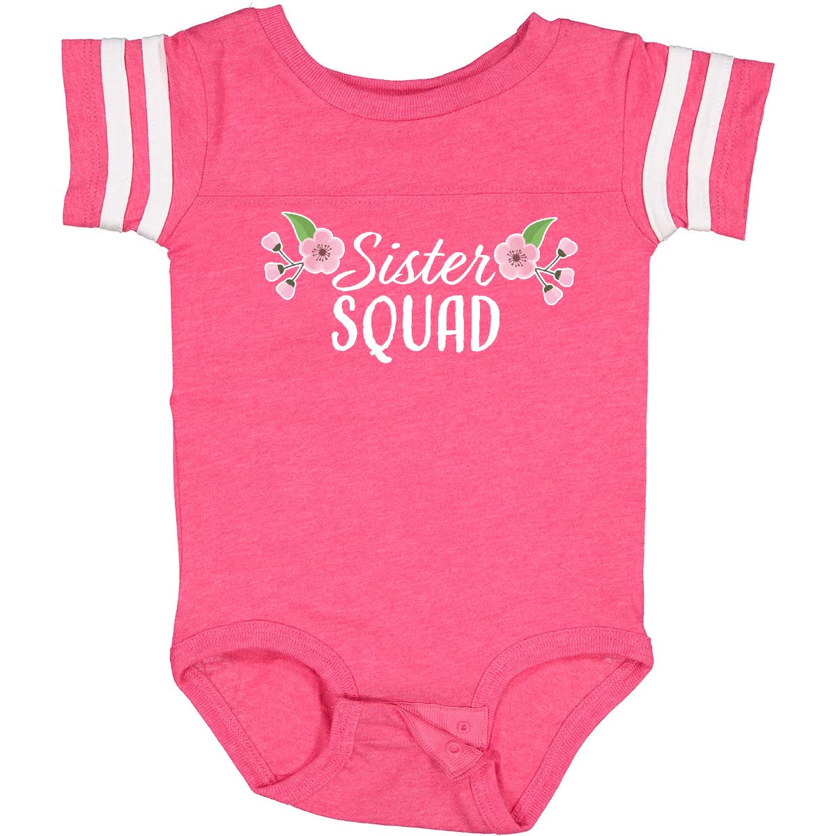 Inktastic Sister Squad with Pink Flowers Baby Bodysuit - Cute Matching Outfits for Siblings, Family Photos & Special Occasions