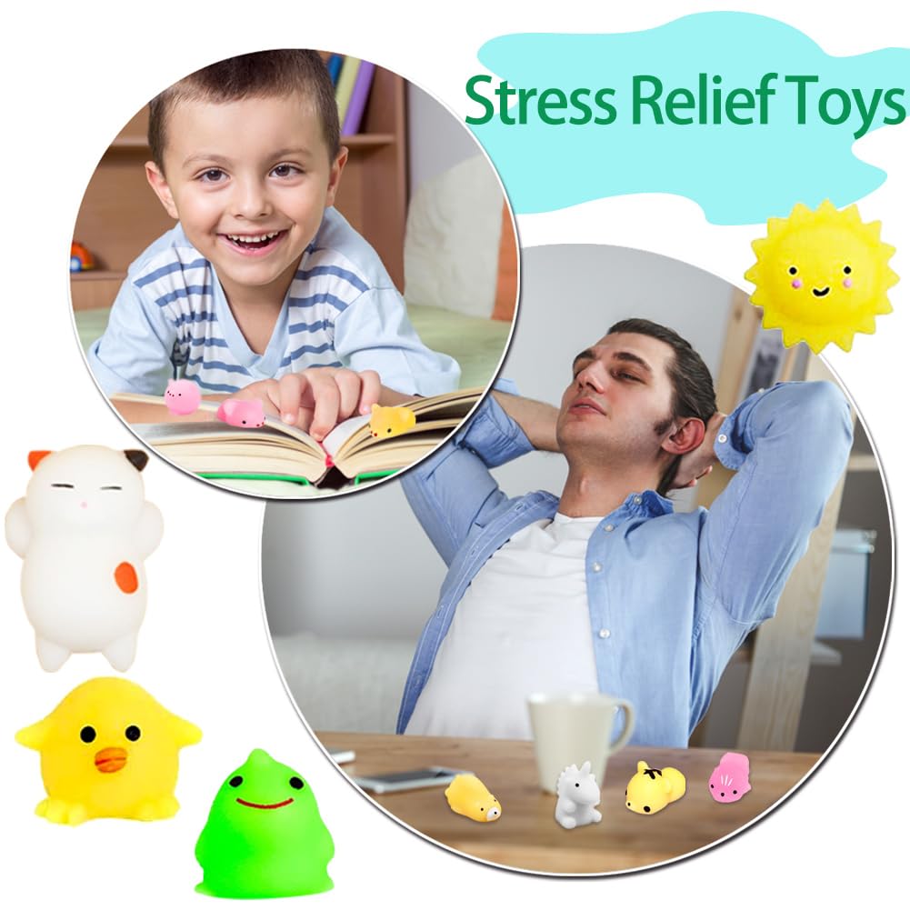 28 Pack UMEELR Squishy Mochi Toys with Collectible Cards - Cute Stress Relief Squeeze Toys for Kids, Easter Basket Stuffers & Party Favors - Perfect for Sensory Play, Classroom Rewards & Easter Egg Hunt Prizes