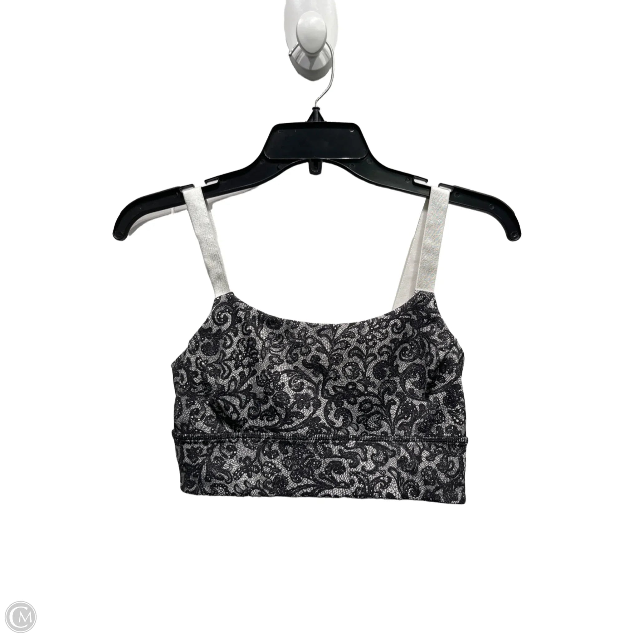 Lululemon Women's Athletic Sports Bra - Black & White, Size 6 - High Support Workout Top for Running, Yoga & Gym