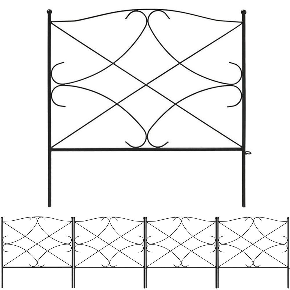 AMAGABELI Decorative Garden Fence for Dogs - 24 Inch Tall x 10 Feet Long, Outdoor Pet Barrier for Yard, Lawn & Flower Beds - Rustproof Metal Wire Fence Panel for Small Animals & Garden Protection