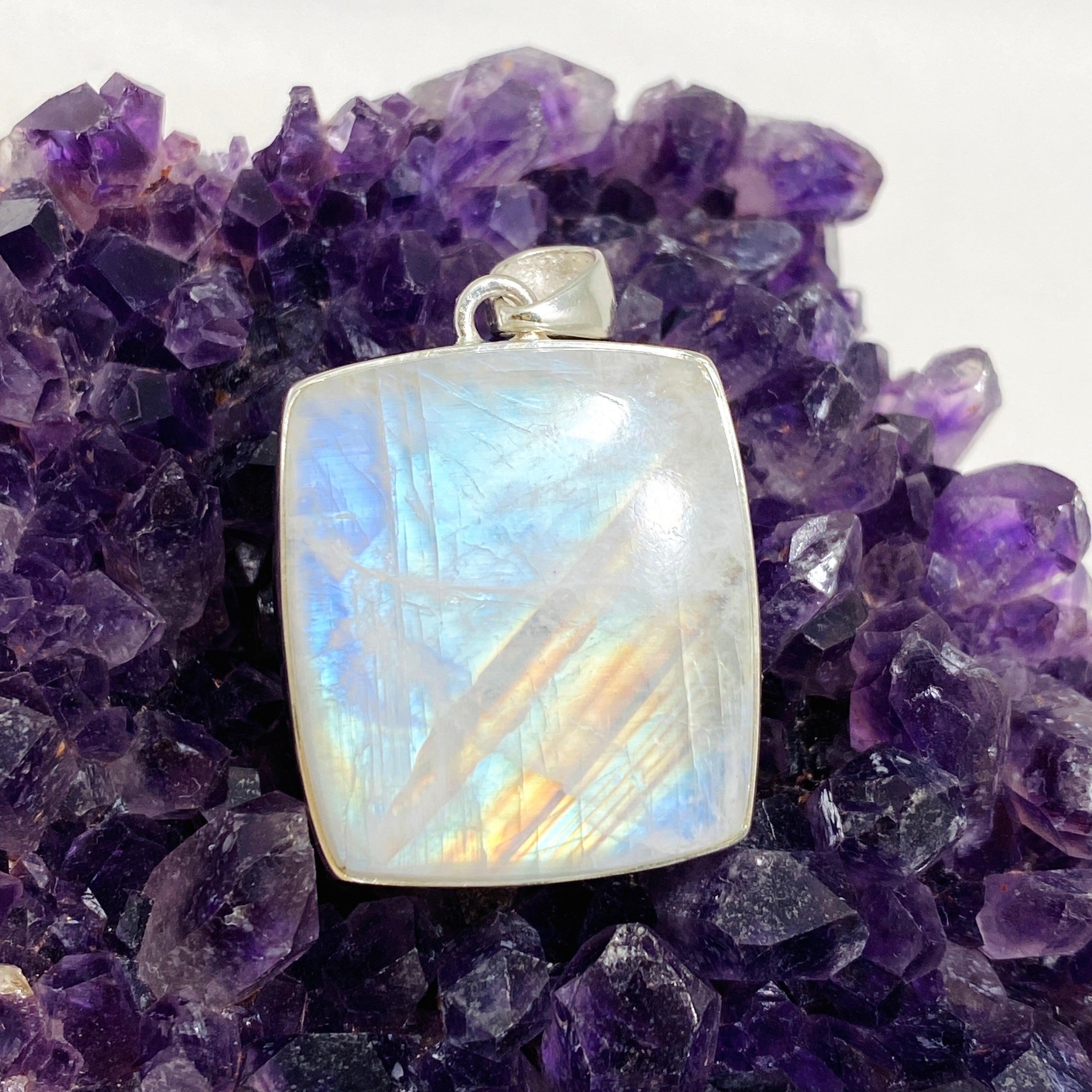 Moonstone Square Pendant Necklace - 925 Sterling Silver Jewelry for Women, Elegant Gift for Birthday, Anniversary & Special Occasions | Perfect for Boho, Hippie & Everyday Wear