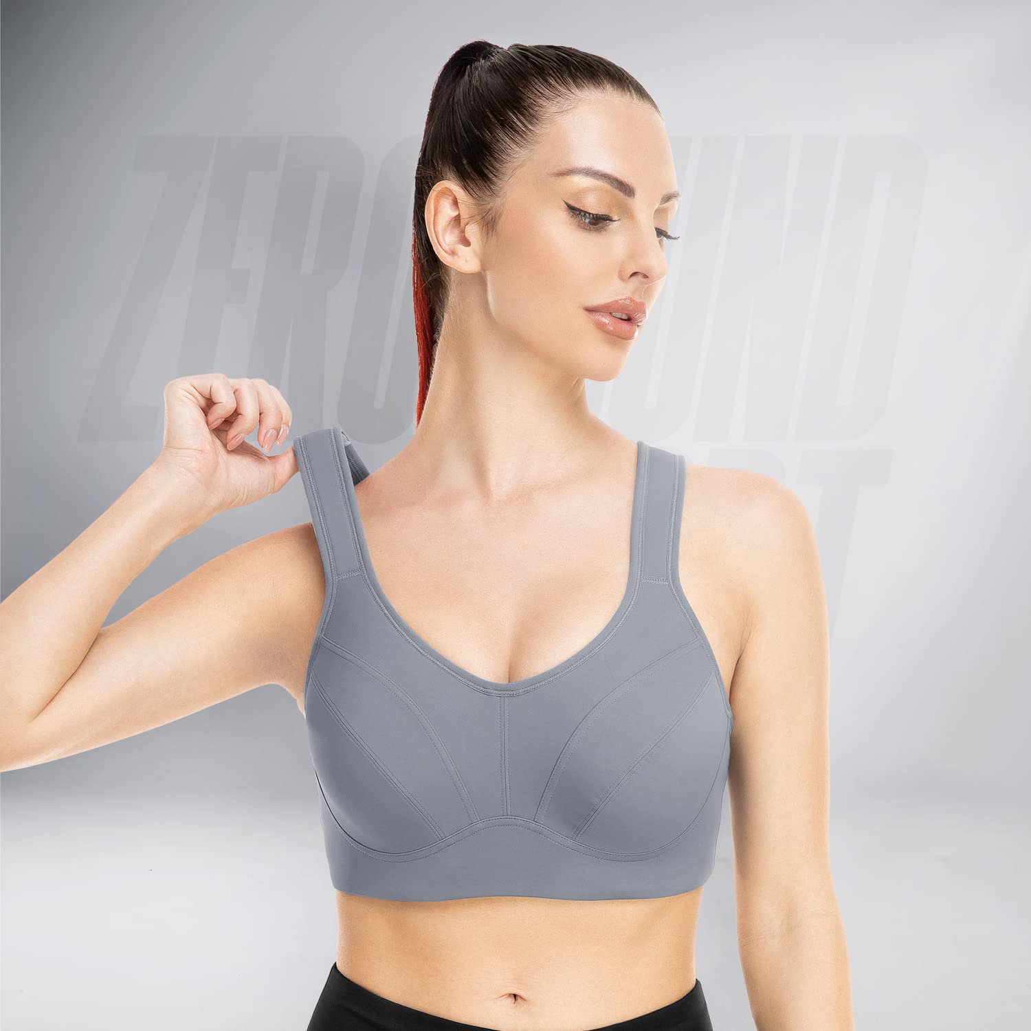 ZeroBound High Impact Sports Bras for Women - Full Coverage Support, Underwire, Padded & Adjustable Straps - Plus Size Workout Bras for Running, Gym & High-Intensity Training