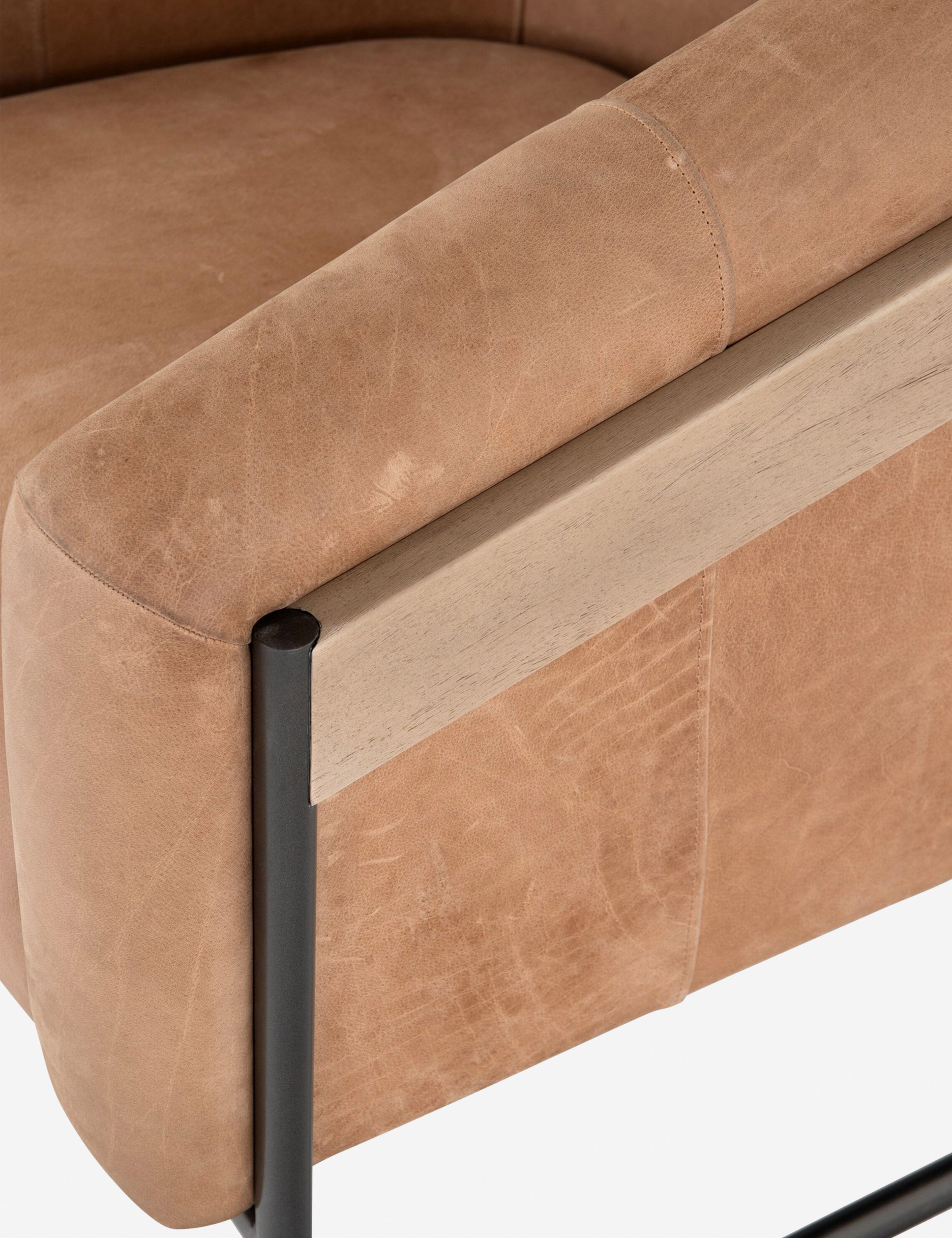 Luxury Gianni Leather Accent Chair - Modern Tufted Living Room Seating for Home Office, Lounge & Reading Nook - Genuine Leather Club Chair with Nailhead Trim