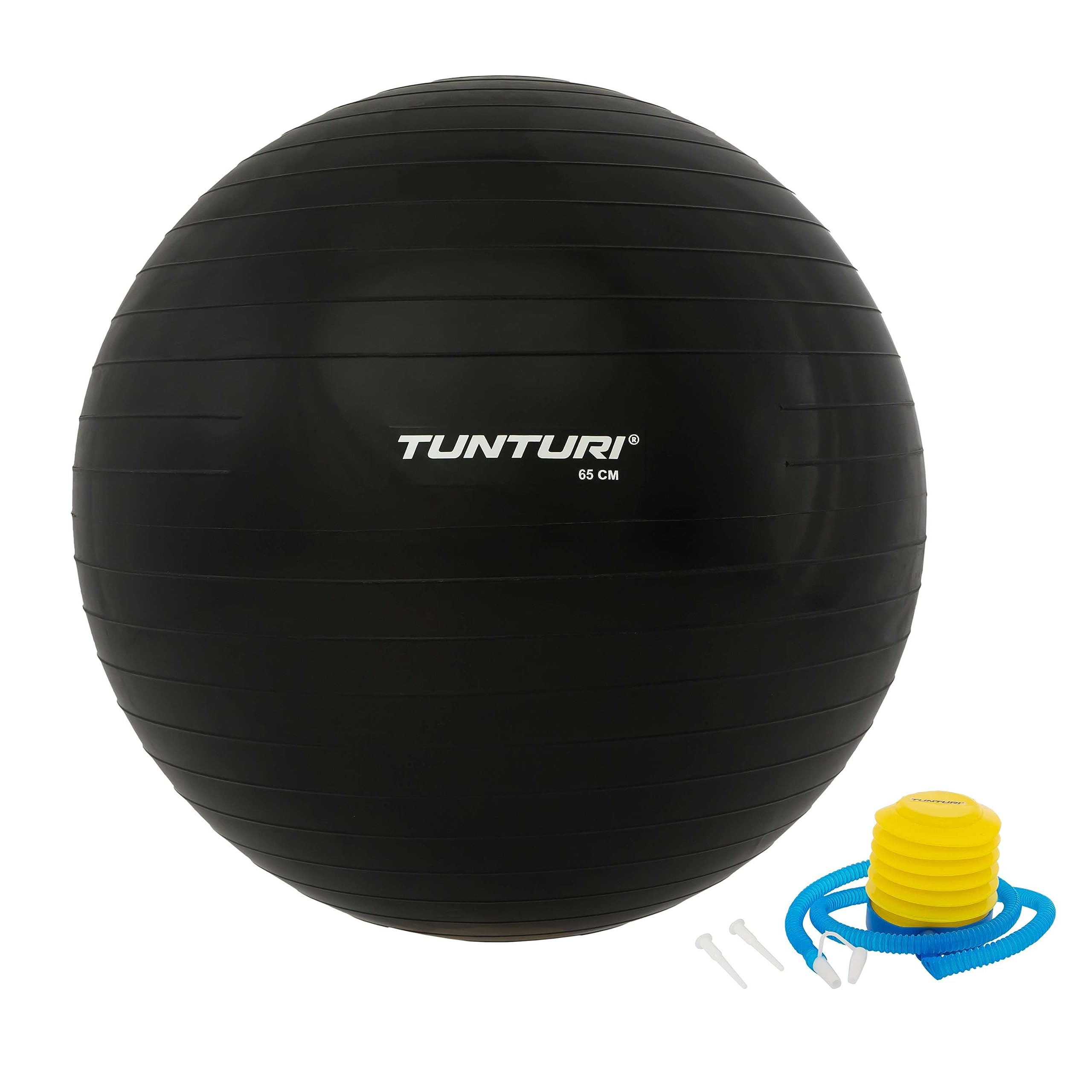 Tunturi Anti-Burst Exercise Ball for Yoga, Pilates, Core Workouts & Home Fitness - 65cm Stability Ball with Pump for Balance Training & Stretching