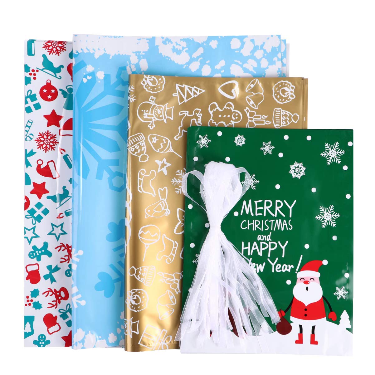 30Pcs Christmas Drawstring Bags Set - Holiday Party Favor Bags, Treat & Candy Wrapping Bags for Xmas Gifts, Stocking Stuffers, Classroom Rewards & Secret Santa Gifts