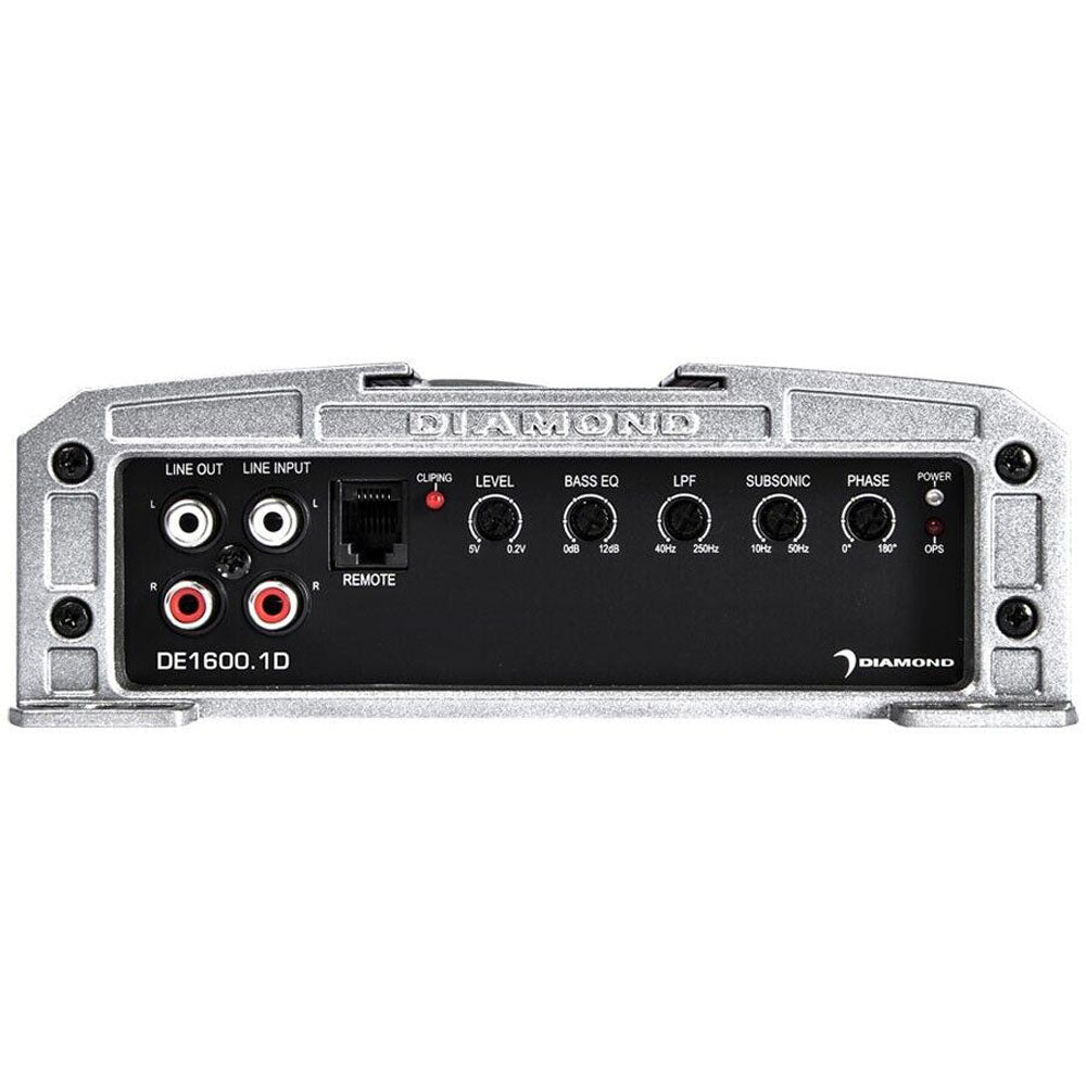 Diamond Audio DE1600.1D 1600W Mono Class D Subwoofer Amplifier - Powerful Bass Boost for Car Audio & Home Theater Systems