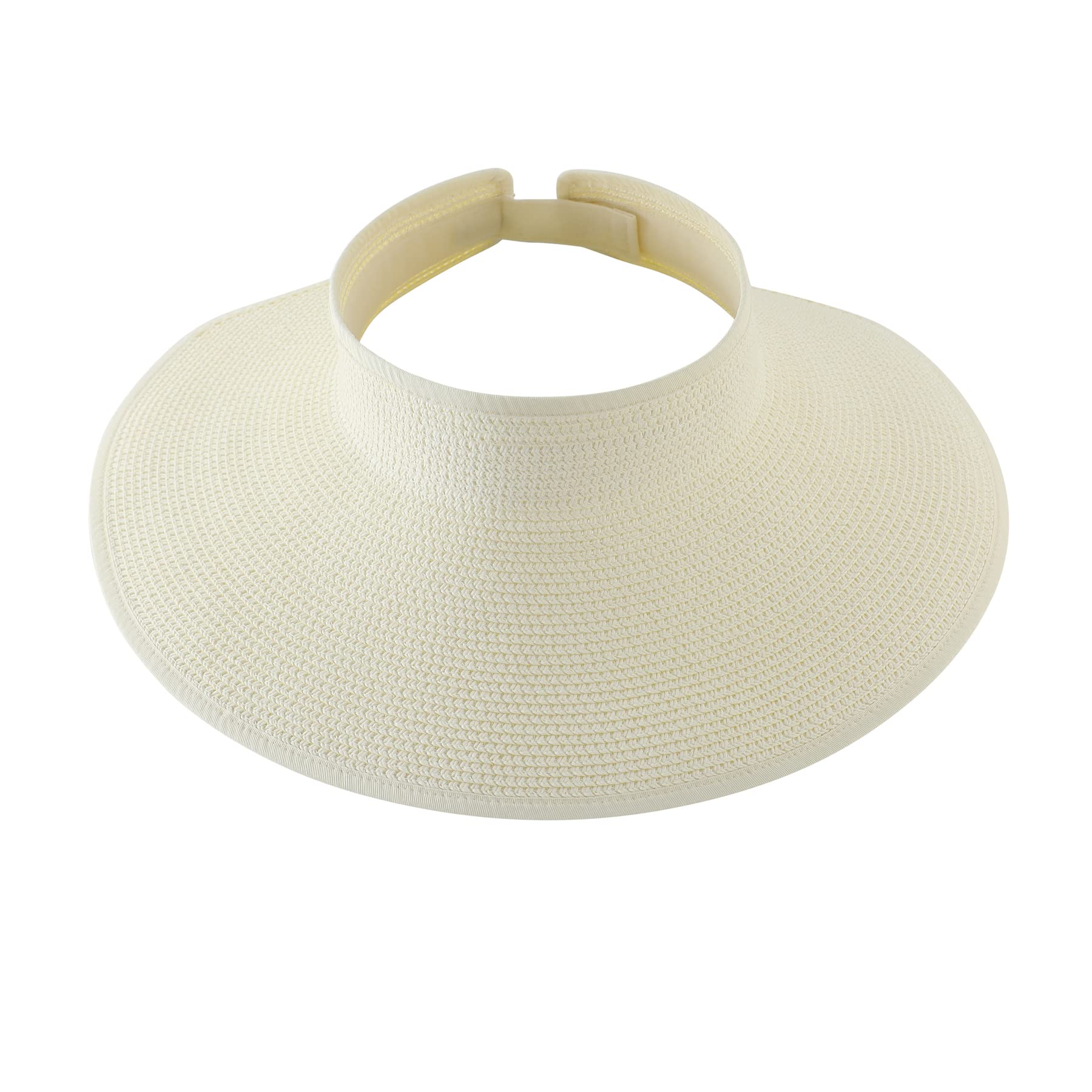 Women's UPF50+ Wide Brim Straw Sun Hat - Foldable Roll Up Beach Visor for Outdoor, Travel & Summer Vacation Protection