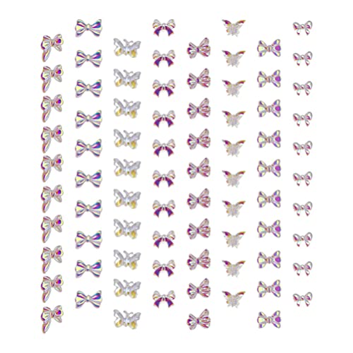 EXCLUZO 80pcs 3D Butterfly Nail Charms Set - Elegant Bowknot Manicure Beads for DIY Nail Art Decorations | Perfect for Women & Girls | Home Salon, Party Nails, Wedding Manicure Accessories