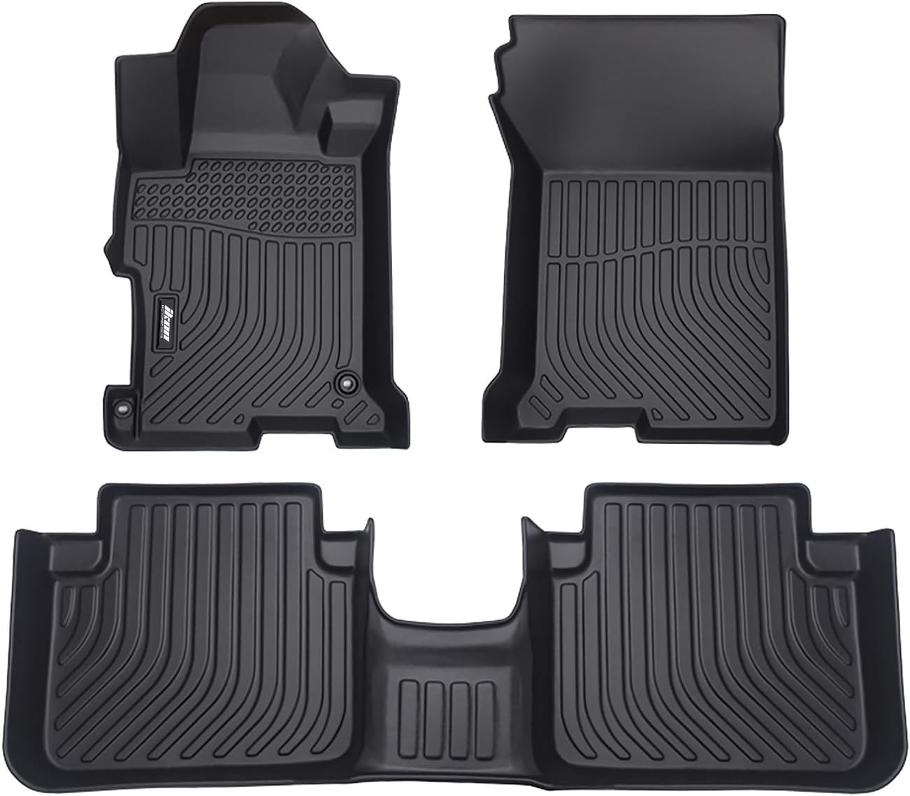 IKON 3D Molded All-Weather Floor Mats for 2013-2017 Honda Accord 4-Door Sedan - Custom Fit TPE Rubber Car Floor Liners (3-Piece Set) - Front & Rear Seat Protection - Perfect for Daily Commute, Road Trips & Winter Weather
