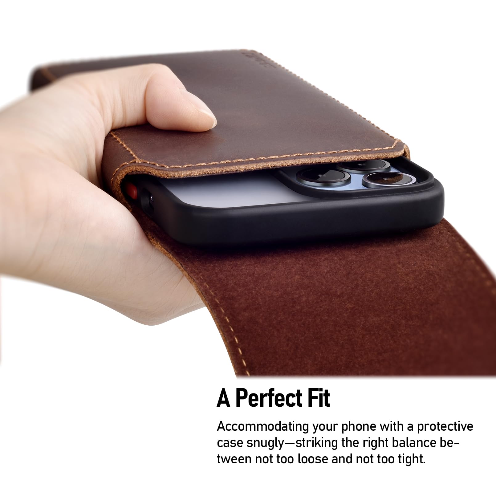 Premium Genuine Leather Phone Holster for iPhone 16/15/14/13/12 & Pro Models | Galaxy S25/S24/S23/S22 | Belt Clip & Magnetic Closure | Dark Brown | Perfect for Work, Travel & Outdoor Activities
