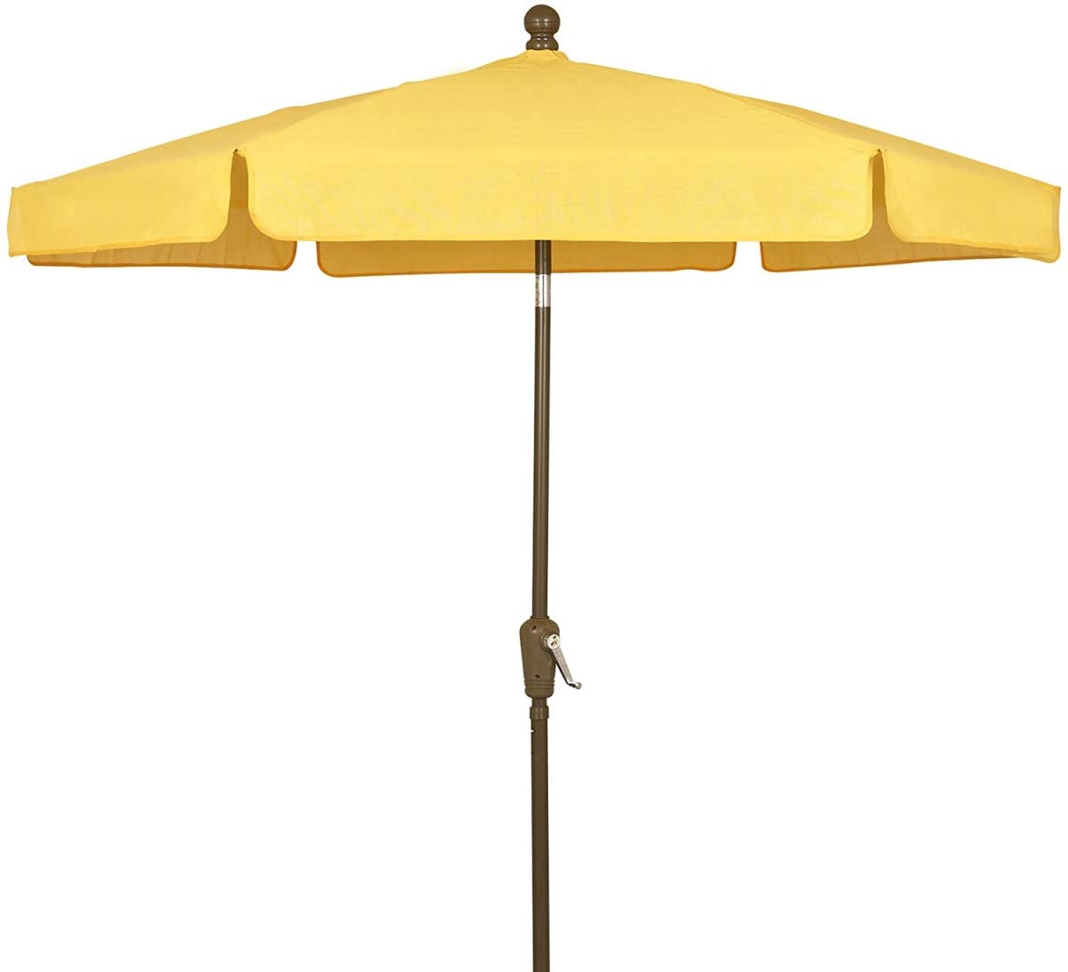 Fiberbuilt 7.5' Hexagonal Outdoor Patio Umbrella with Push-Up Tilt Mechanism - Champagne Bronze Pole & Yellow Vinyl-Coated Canopy | Perfect for Garden, Poolside, and Backyard Relaxation