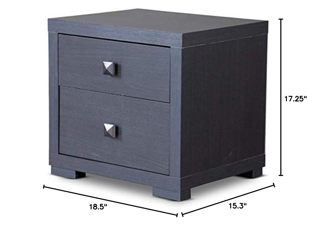 Allora Contemporary 2-Drawer Nightstand - Brown Wood Bedside Table with Storage for Bedroom, Living Room & Guest Room