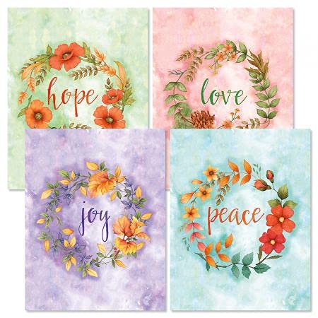 Joy Hall Wreath Note Cards - Set of 12 Elegant Greeting Cards with Envelopes for Holidays, Thank You Notes & Special Occasions - Perfect for Christmas, Weddings & Birthday Wishes