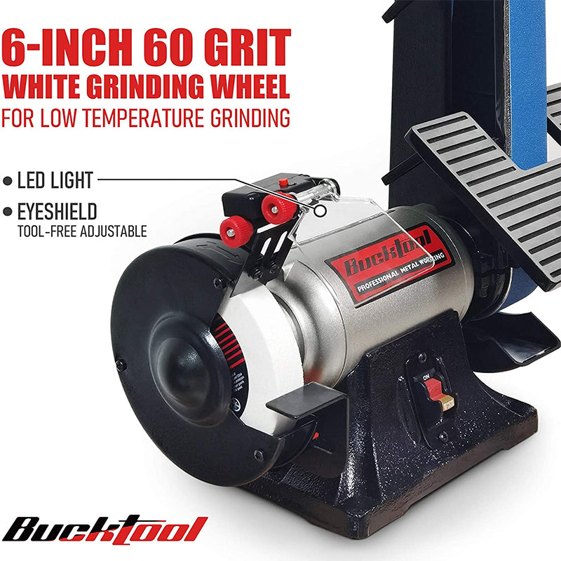 Bucktool BG2600 2x42 Inch Belt Sander & 6 Inch Bench Grinder Combo - Perfect for Metalworking, Woodworking & Knife Sharpening