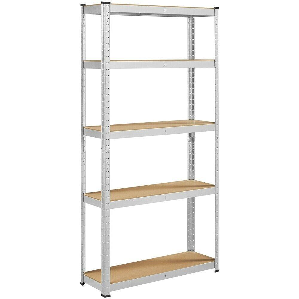 71in Heavy Duty Steel Garage Utility Shelves Unit - Silver Storage Shelving Organizer for Wall, Kitchen, Pantry & Garage Organization - Perfect for Storing Tools, Cookware, Spices & More