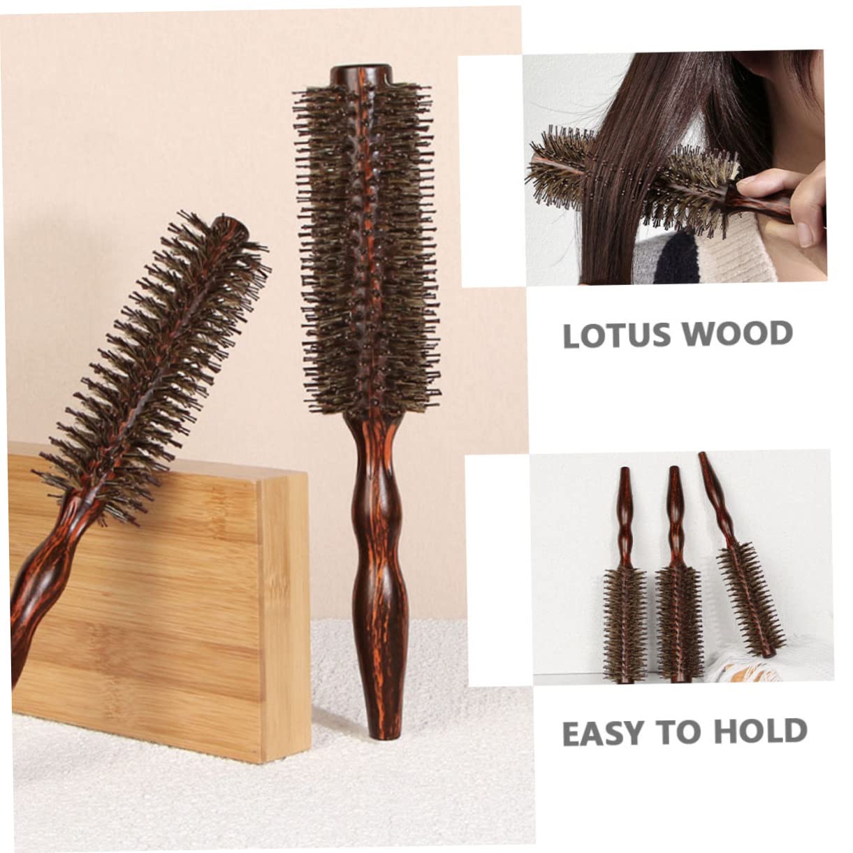 Beautifu Nylon Bristle Hair Brush - Detangling & Styling Comb for Curly Hair, Round Roller Brush with Soft Bristles for Smooth Curls - Perfect for Salon, Home Use & Travel