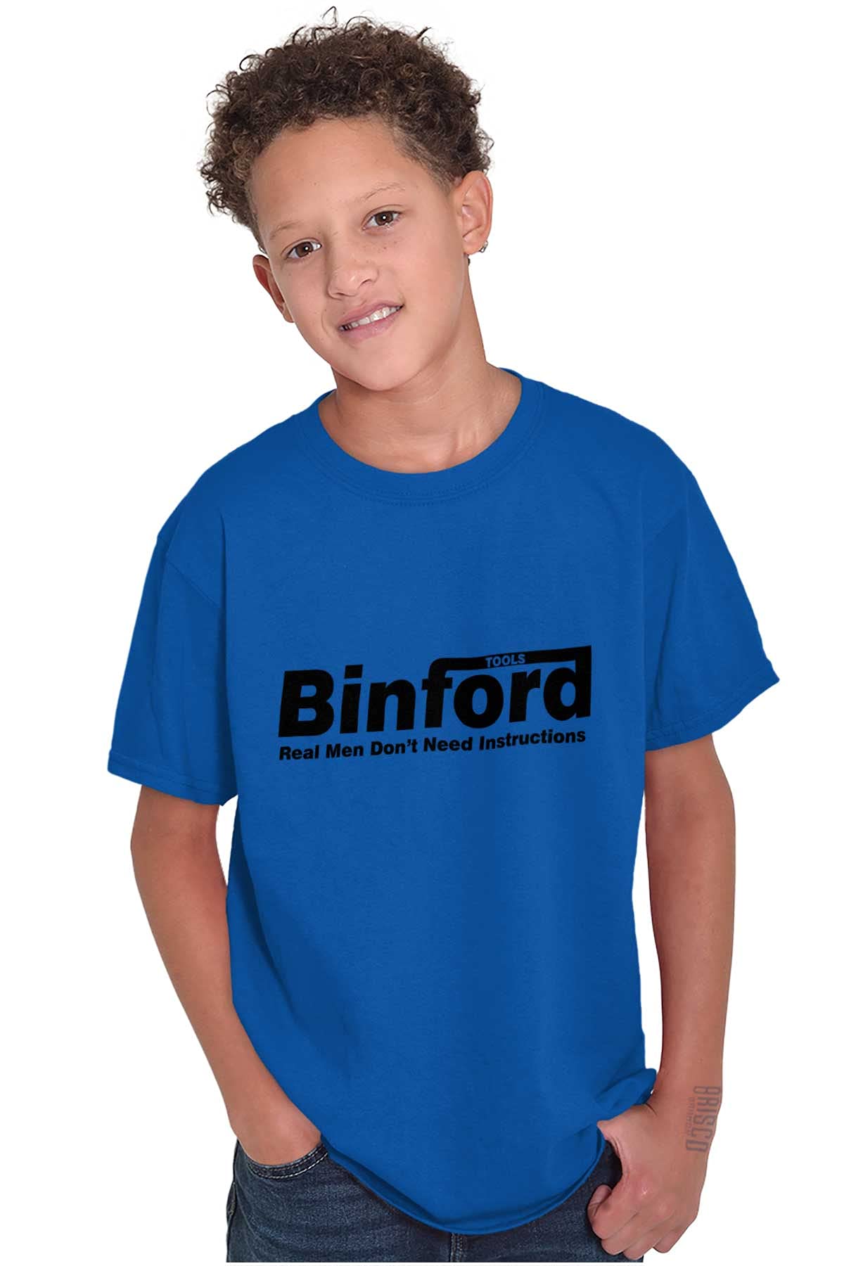 Binford Tools Real Men No Instruction Crewneck T-Shirt for Men & Women - Durable Workwear for Construction, DIY & Casual Wear