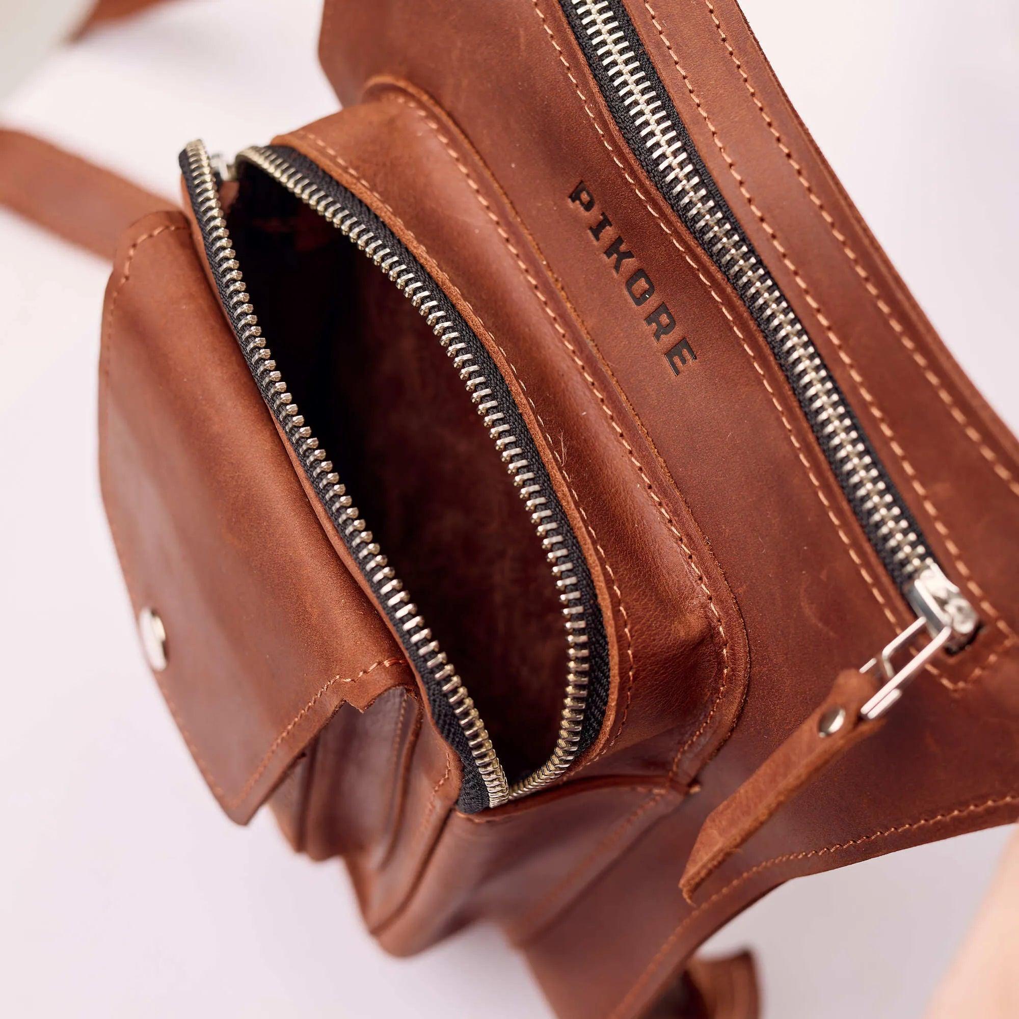 Premium Leather Hip Pack with Adjustable Thigh Strap - Waist Fanny Pack for Travel, Hiking & Outdoor Activities - Hands-Free Crossbody Bag for Men & Women