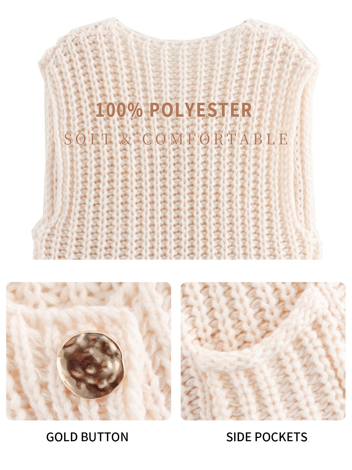 KEOMUD Women's Sleeveless Cropped Knit Cardigan 2025 - Casual Button Down Crochet Sweater Vest Top with Pockets | Perfect for Spring & Summer Layering, Beach Cover-Up, and Office Wear