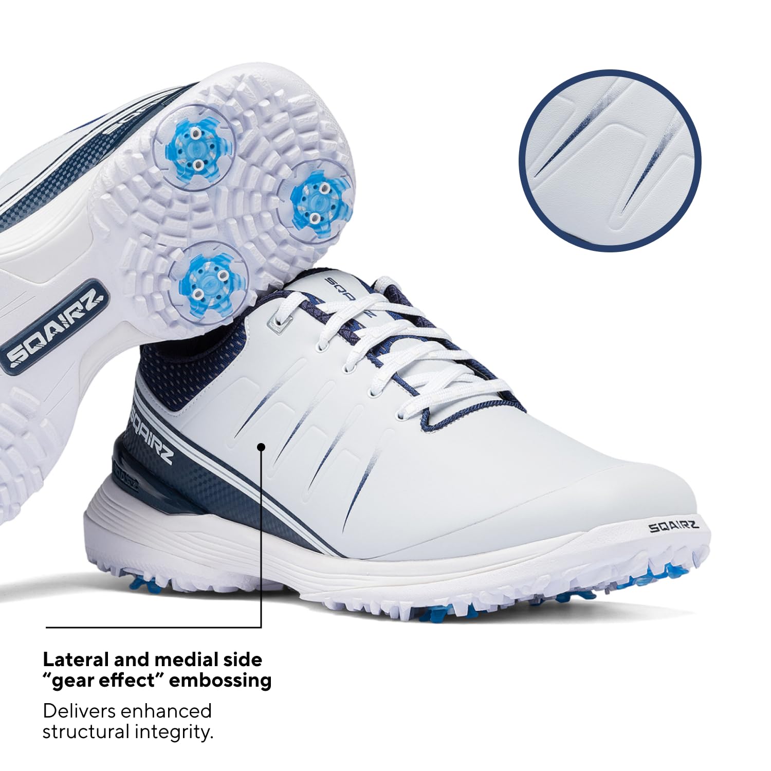 SQAIRZ Speed2 Men's Golf Shoes - Waterproof Spiked Athletic Golf Footwear for Balance & Performance with Replaceable Spikes | Perfect for Golf Course Play & Training Sessions