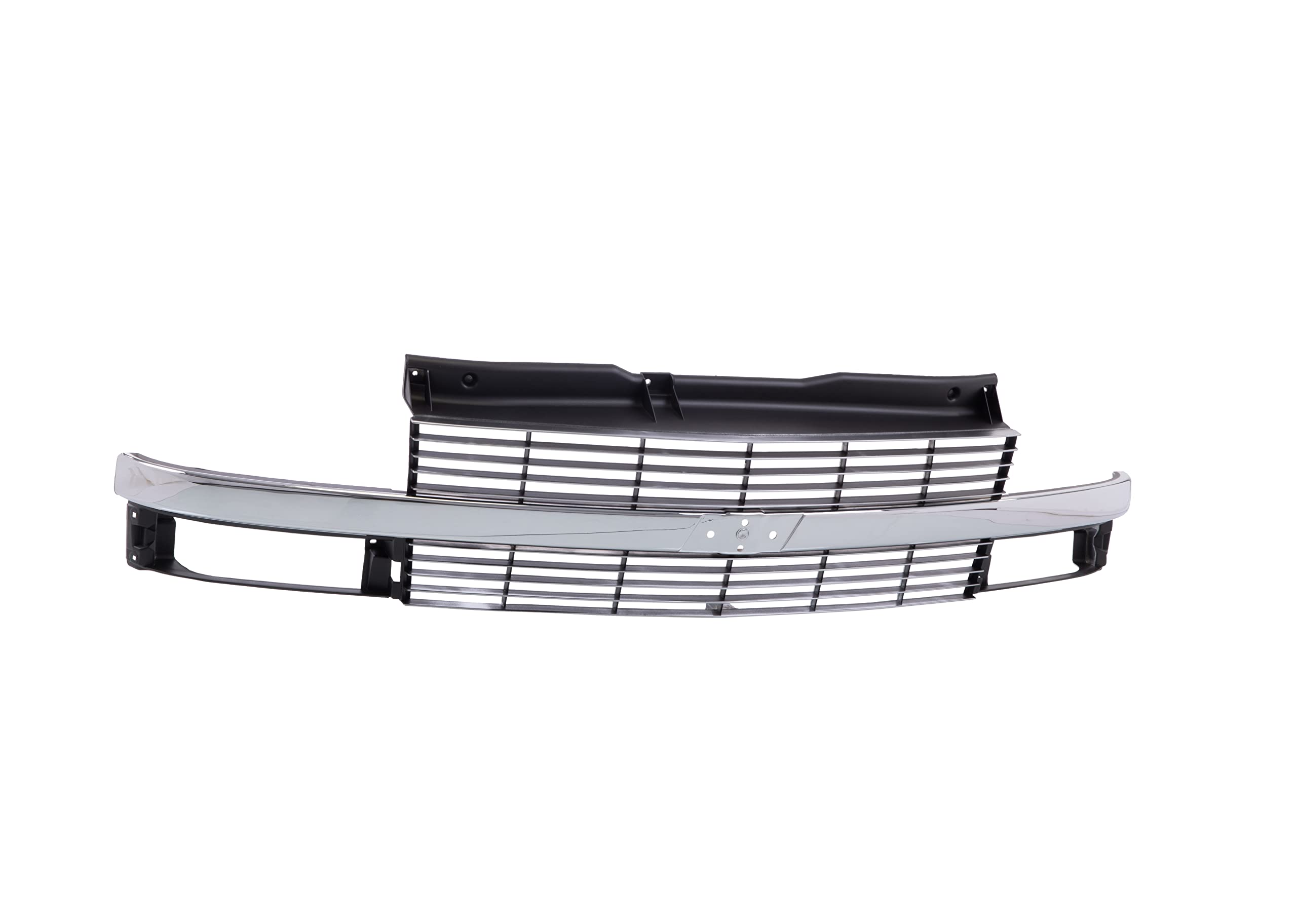 Chrome Center Bar Front Grille with Silver Gray Shell for 1995-2005 Chevy Astro Van | Replacement Part 15760162 GM1200371 | Perfect Fit for Restoration & Custom Upgrades