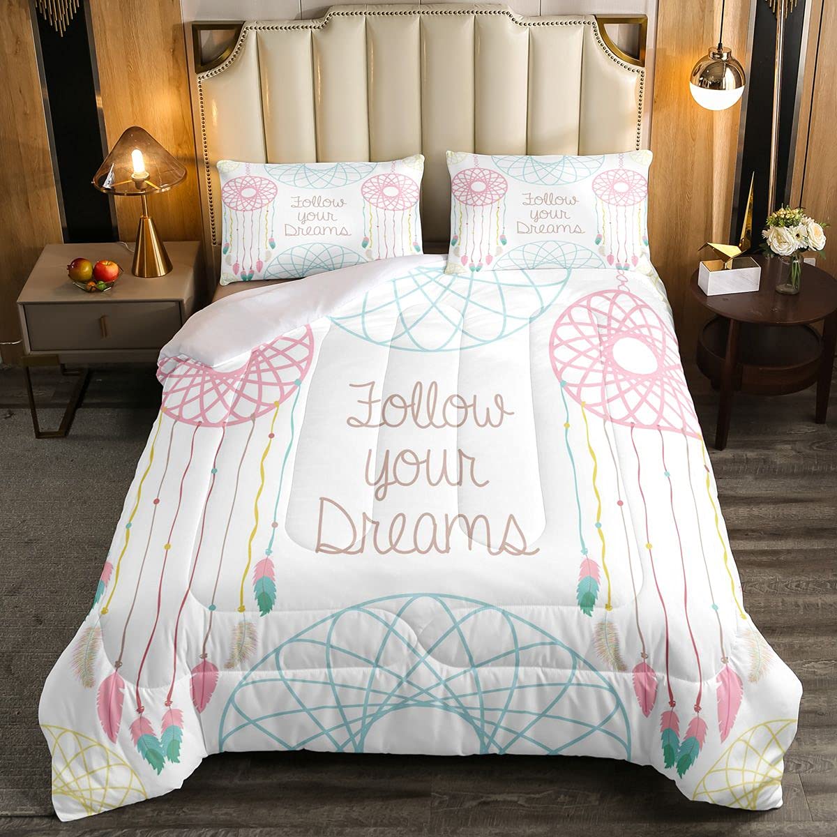 **Dreamcatcher Bedding Set for Kids - Full Size Comforter Set with Chic Luxury Design, Funny Quotes, and Personality Room Decor - Perfect for Boys & Girls Bedrooms, Dorm Rooms, and Cozy Sleepovers**