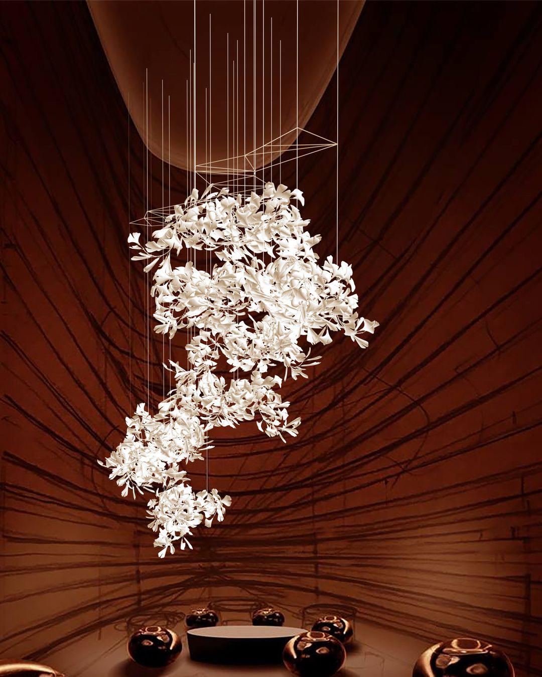Elegant Ginkgo Leaf Chandelier - Modern Crystal Ceiling Light Fixture for Dining Room, Living Room, or Bedroom Decor