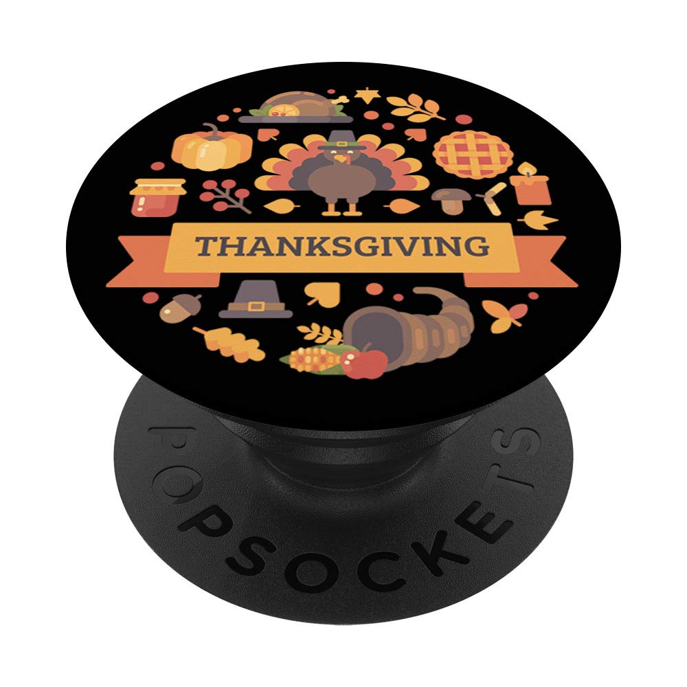 Thanksgiving PopSockets PopGrip - Swappable Phone & Tablet Grip with Turkey, Pumpkin, Fall Leaves & Acorn Design | Perfect Gift for Thanksgiving, Autumn Decor, Phone Accessories